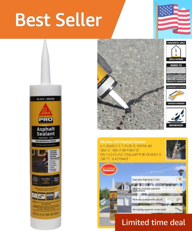flex-410 Asphalt Sealant, Black, Self-Leveling Hybrid Sealant for Filling Cra…