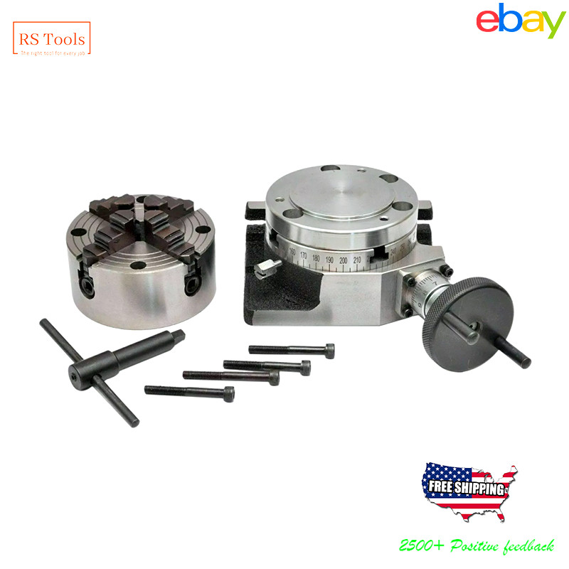 Rotary Table 4″/100mm With 100mm 4 JAW Independent Chuck USA RSTOOLS