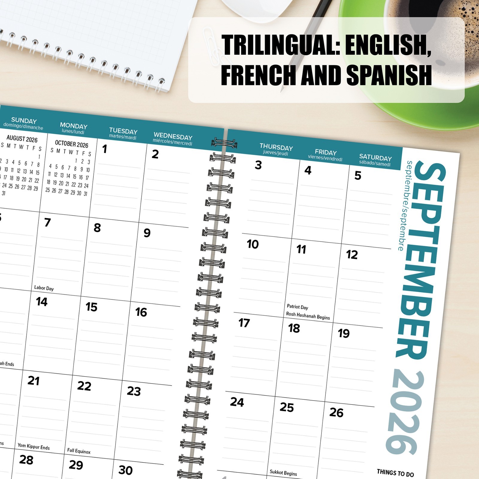 Black AY July 2026 – June 2027 3.5″ x 6.5″ Softcover Weekly Spiral Planner