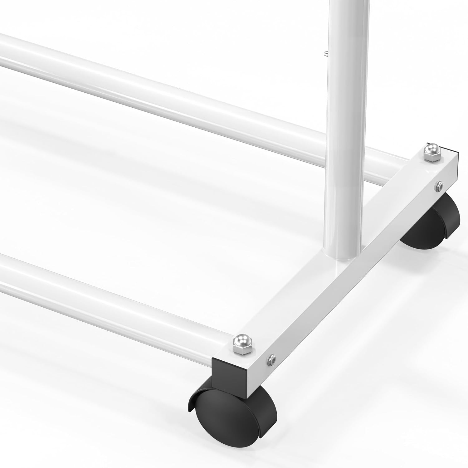 Extendable Clothing Rack with Rolling Wheels, Adjustable Width 30 to 47 Inches