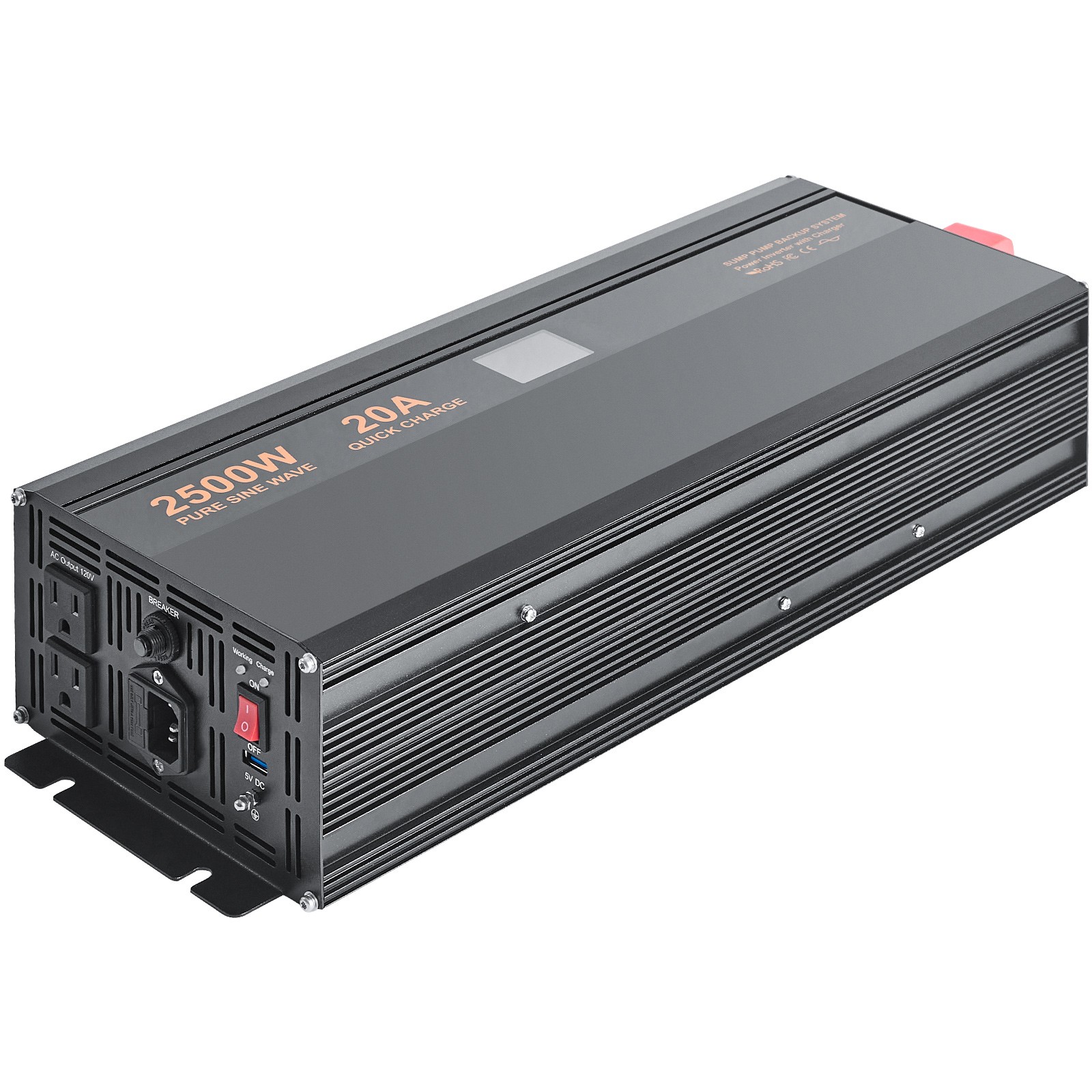 Uimoso 2500W Sump Pump Battery Backup System Inverter LCD Emergency Power Outage