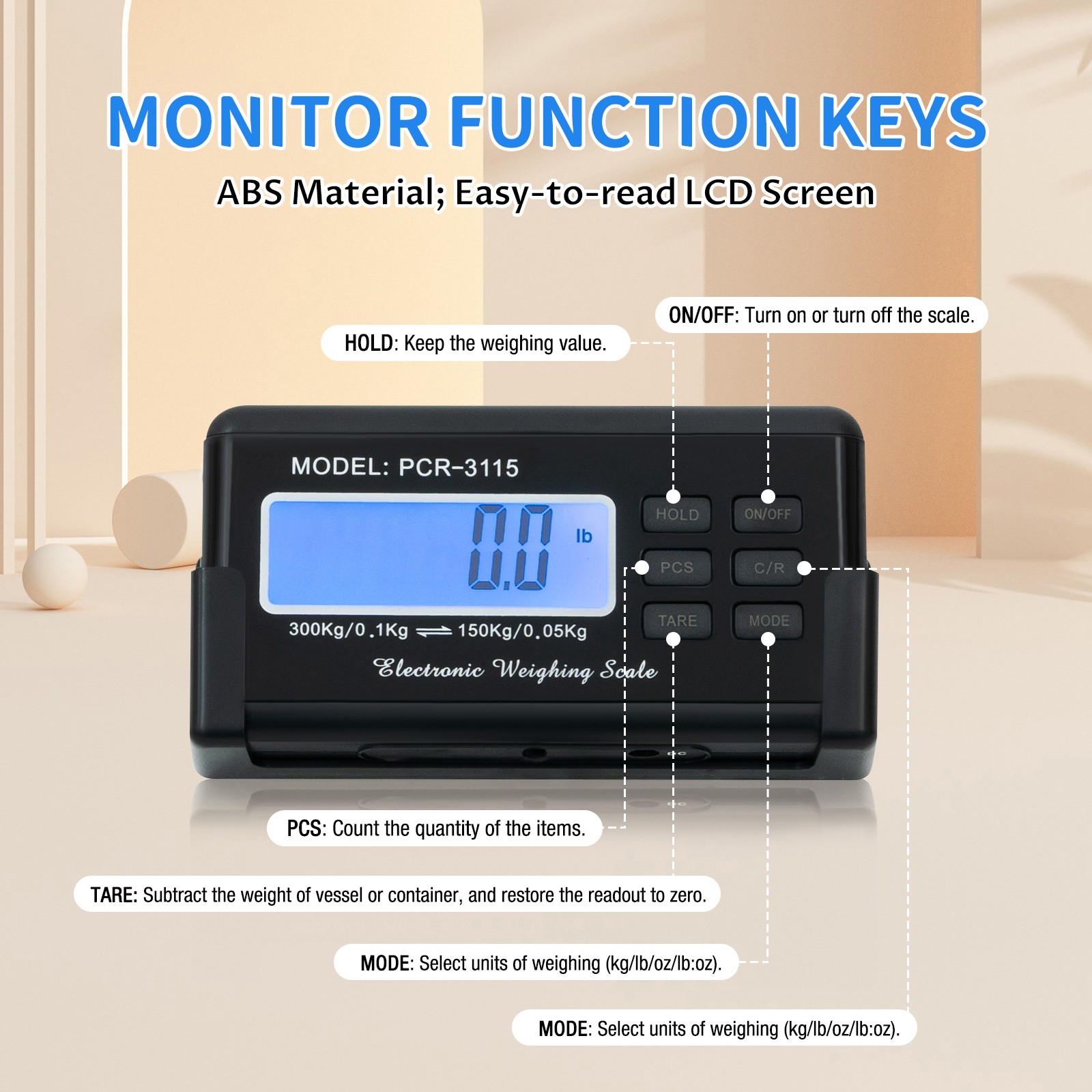 300kg/660lbs Animal Digital Scale Pet Scale Kit W/ LCD Monitor, kg/oz/lb/lb:oz