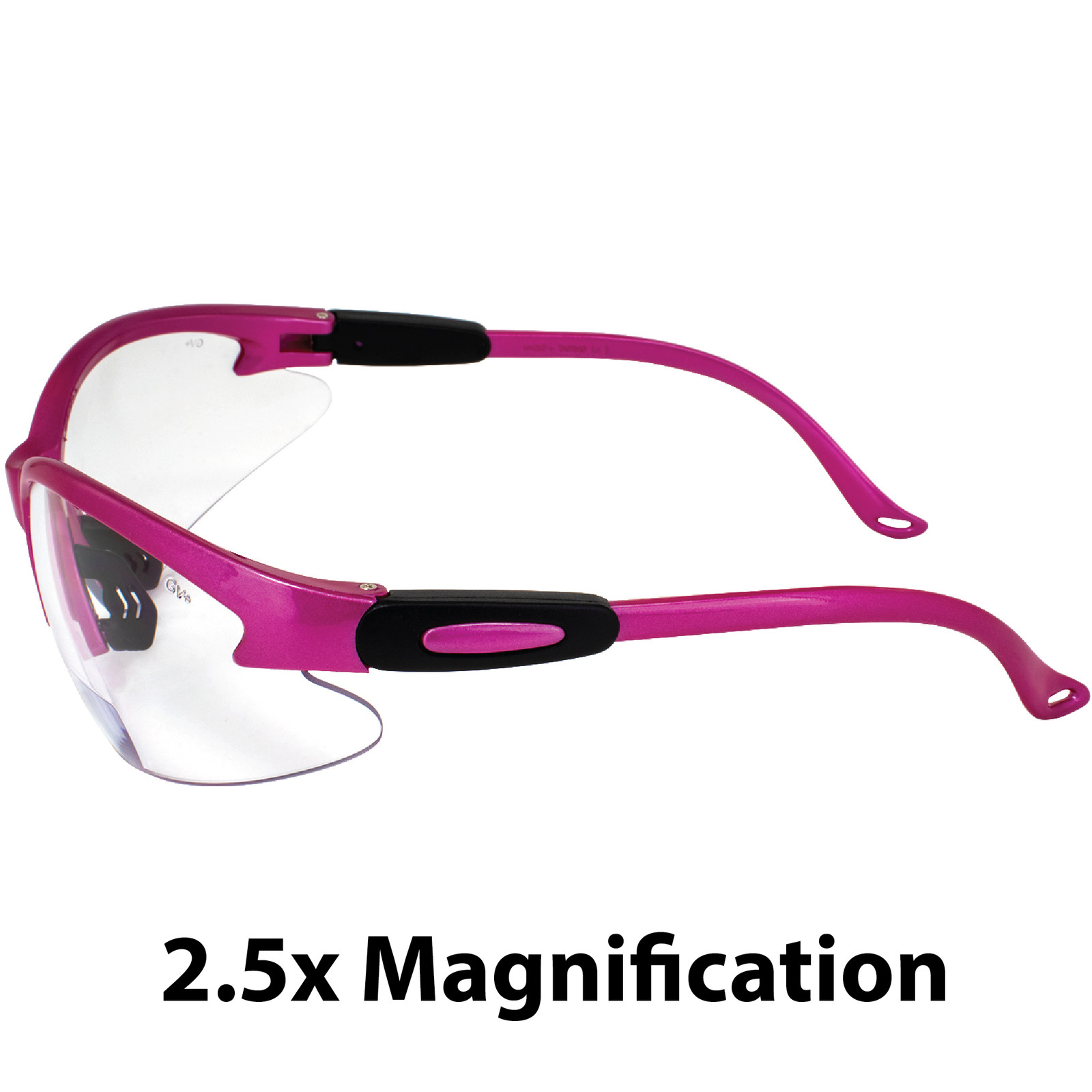 Cougar Pink Womens Bifocal Safety Glasses 2.5 Clear Shatterproof Lenses
