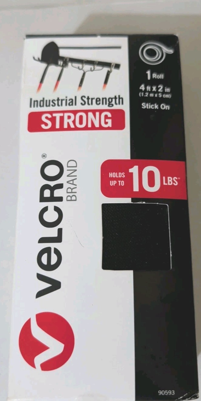 VELCRO® Brand Industrial Strength Strong Black 4ft x 2in roll Peel & Stick NEW