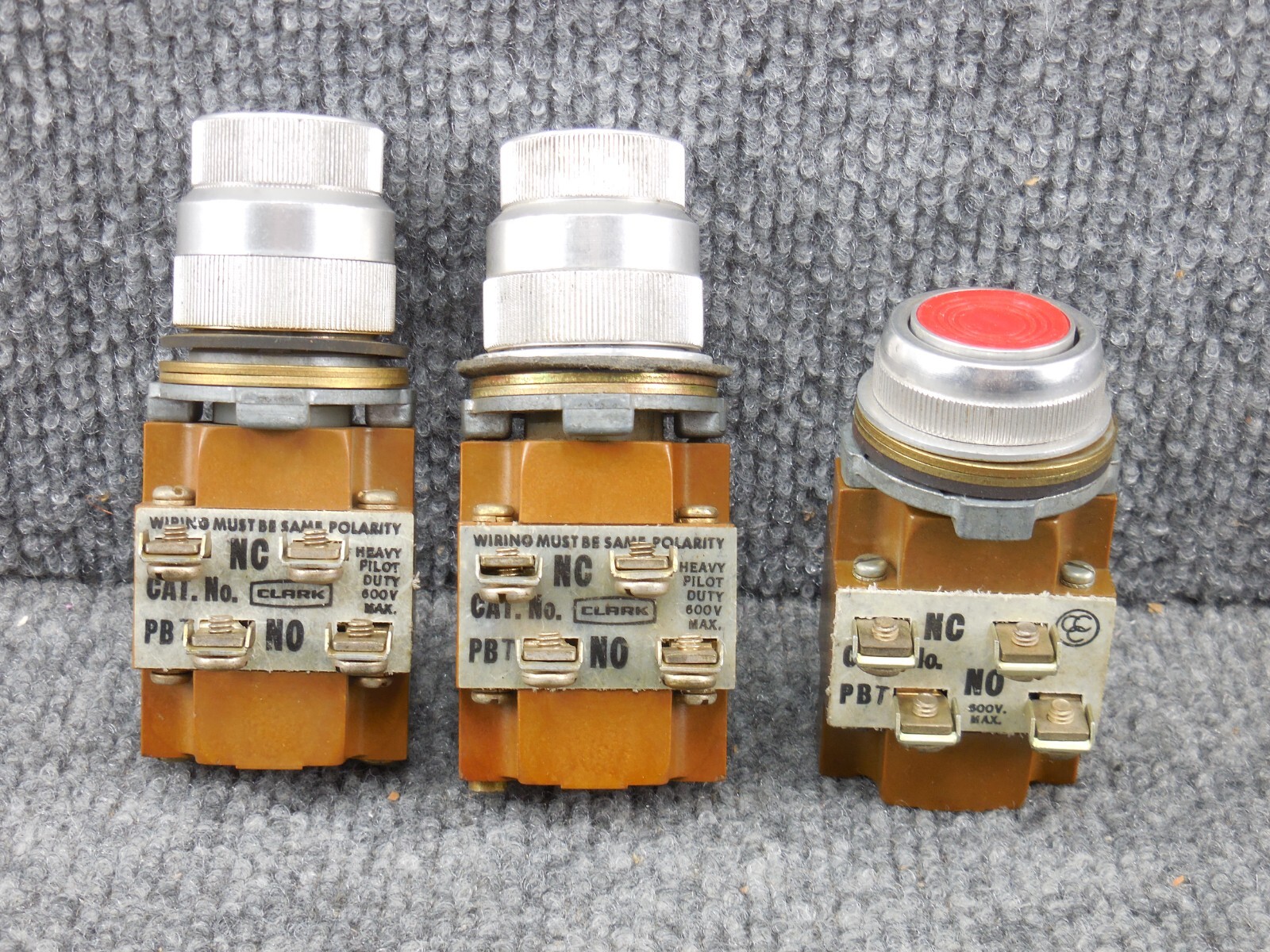 Lot of (3) Clark PBT Contact Block Pushbutton Switches