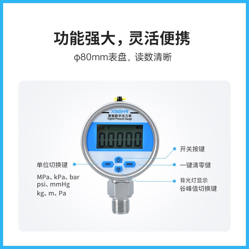 YB-80A Digital Pressure Gauge Peak Memory Positive Negative
