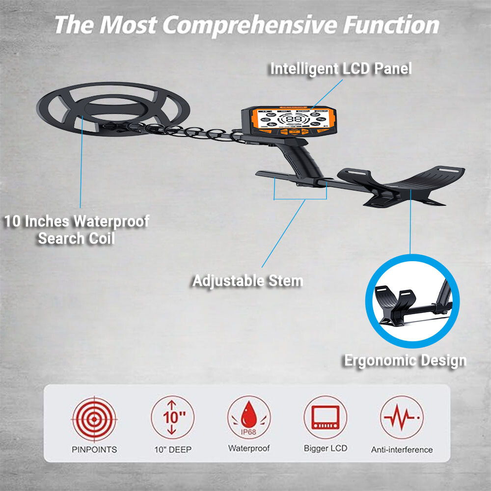 Metal Detector – 5.8KHz,Adjustable Sensitivity,22cm Depth for Coins/Jewelry