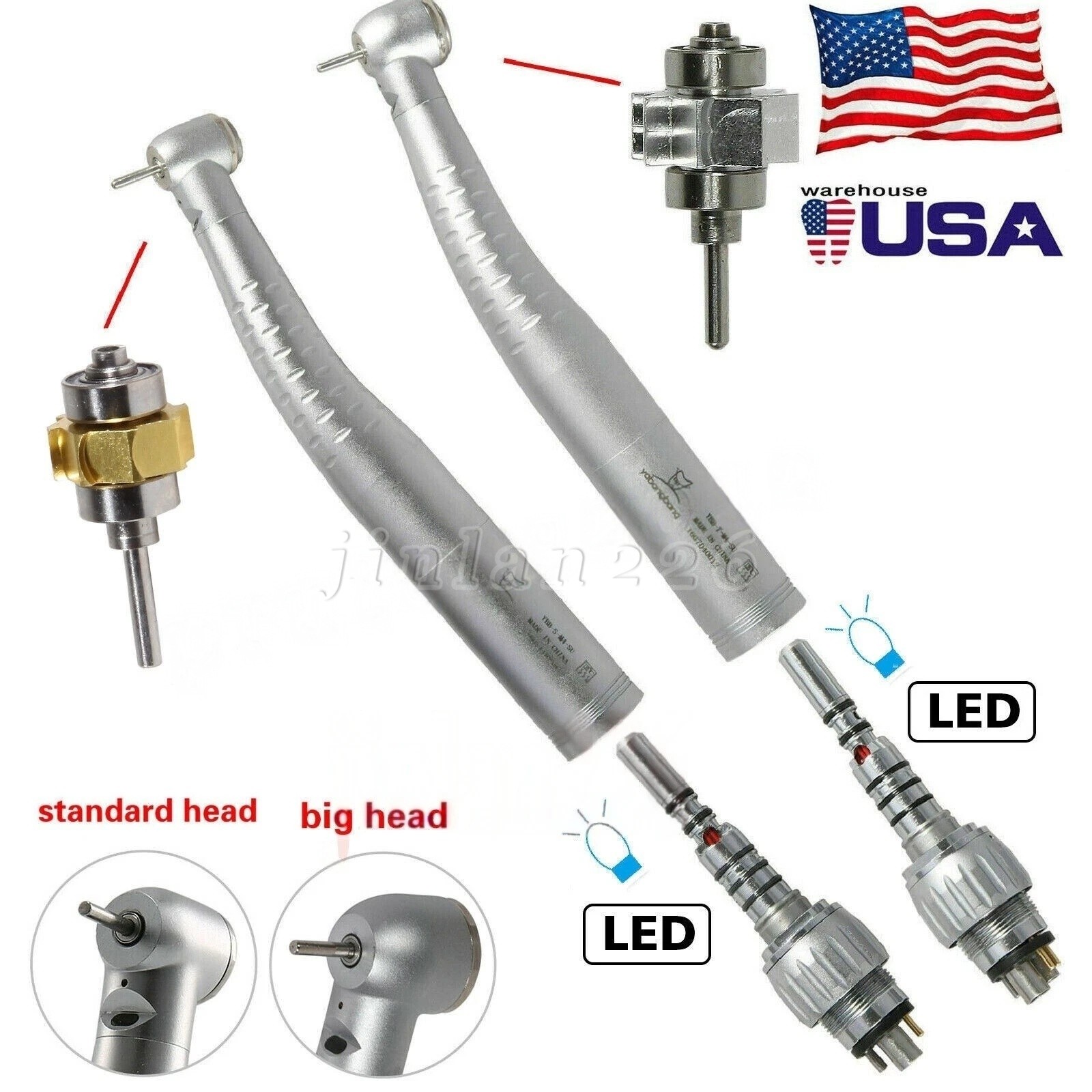 YABANGBANG Dental Fiber Optic LED High Speed Handpiece / LED Quick Coupler 4H/6H