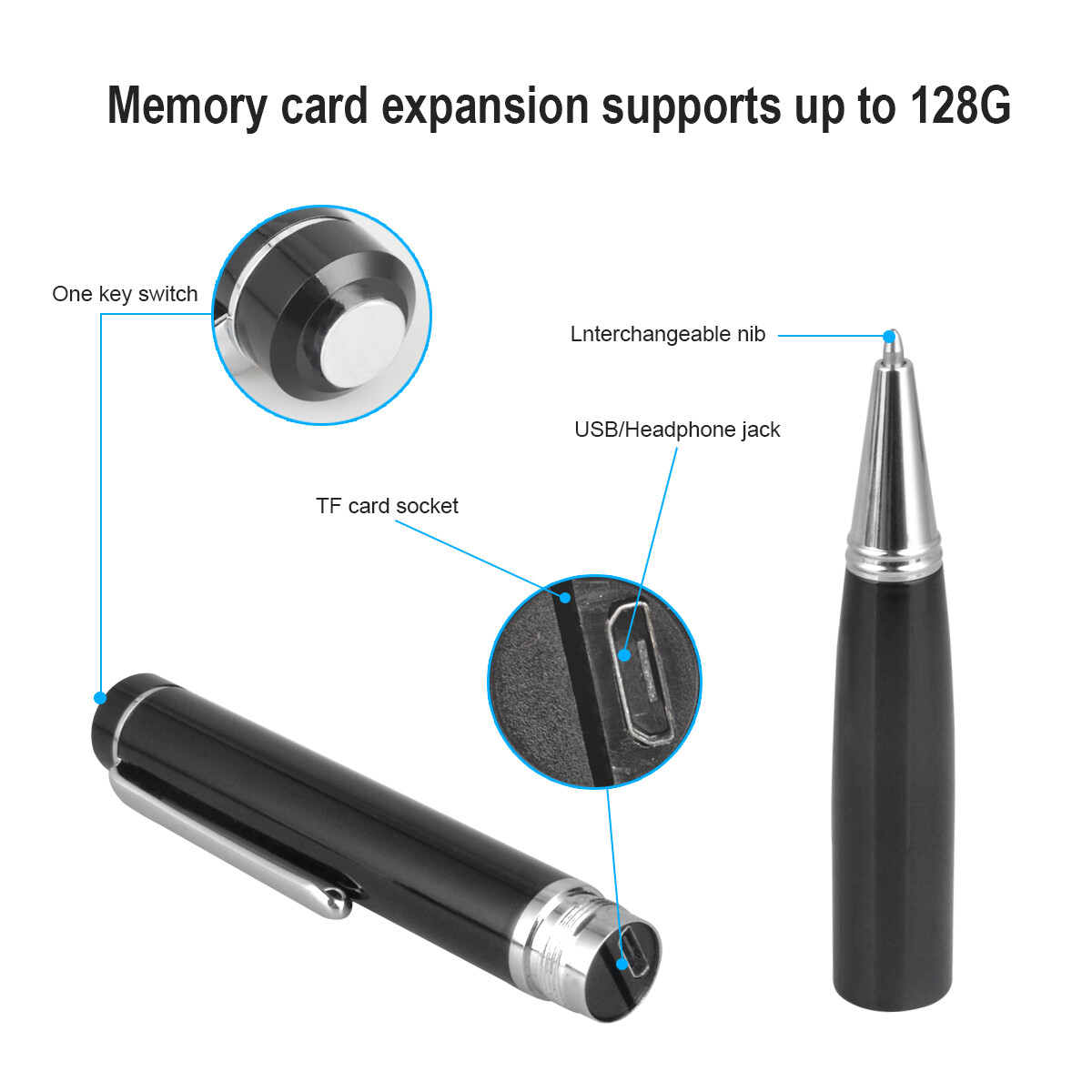 32G Voice Activated Mini Spy Digital Sound Audio Recorder Dictaphone MP3 Player