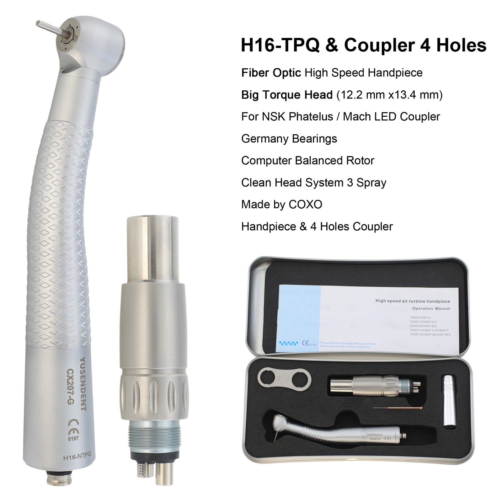 COXO Dental Handpiece High Speed Fiber Optic LED For KaVo MULTIflex NSK Coupler