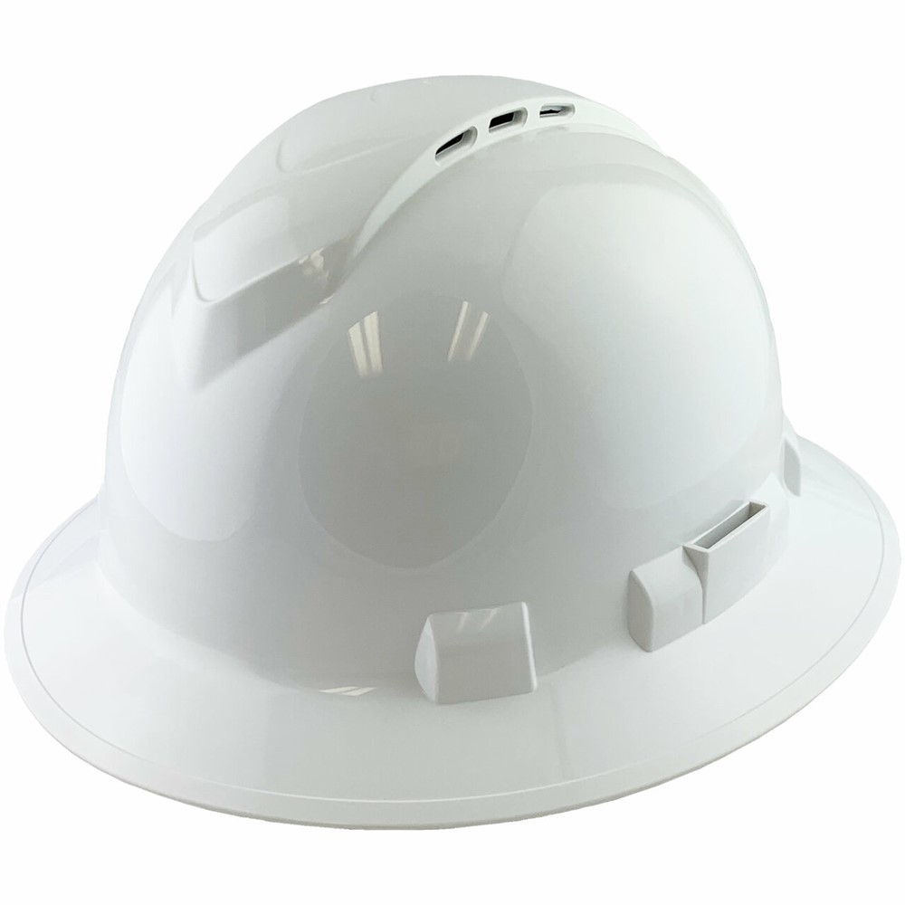 Pyramex Ridgeline Vented Full Brim Hard Hat with 4 pt suspension – White