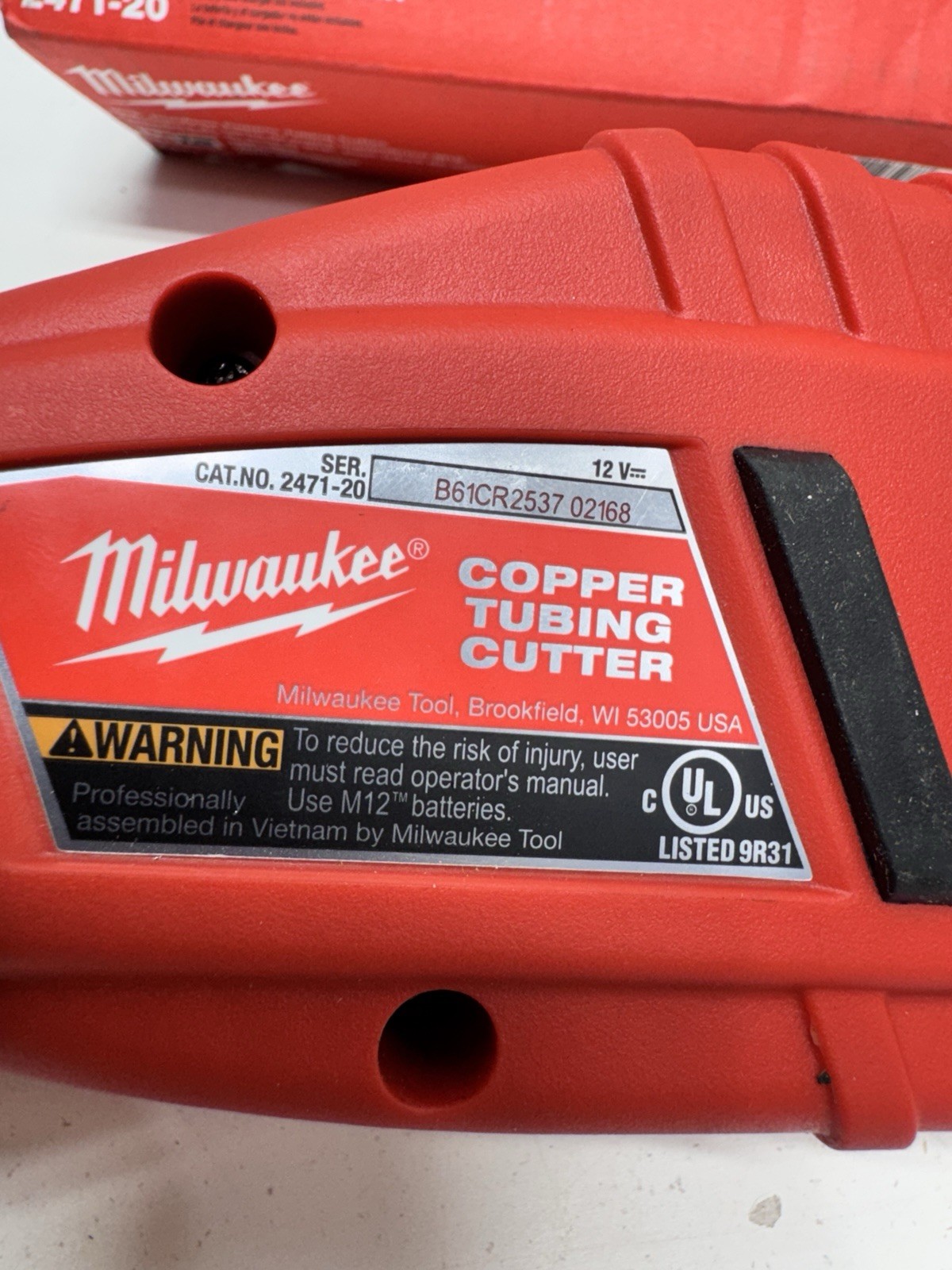 Milwaukee 2471-20 M12 Cordless Copper Tubing Cutter (Tool Only)