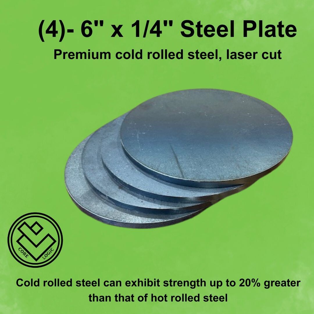 (4) -1/4″ Round Steel Plates, 6″ diameter, Cold Rolled Steel, Superior Strength