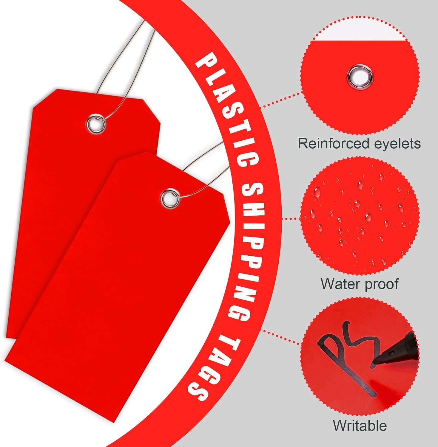 100 Pieces Plastic Shipping Tags with Reinforced Wire Blank Heavy Duty Shipping