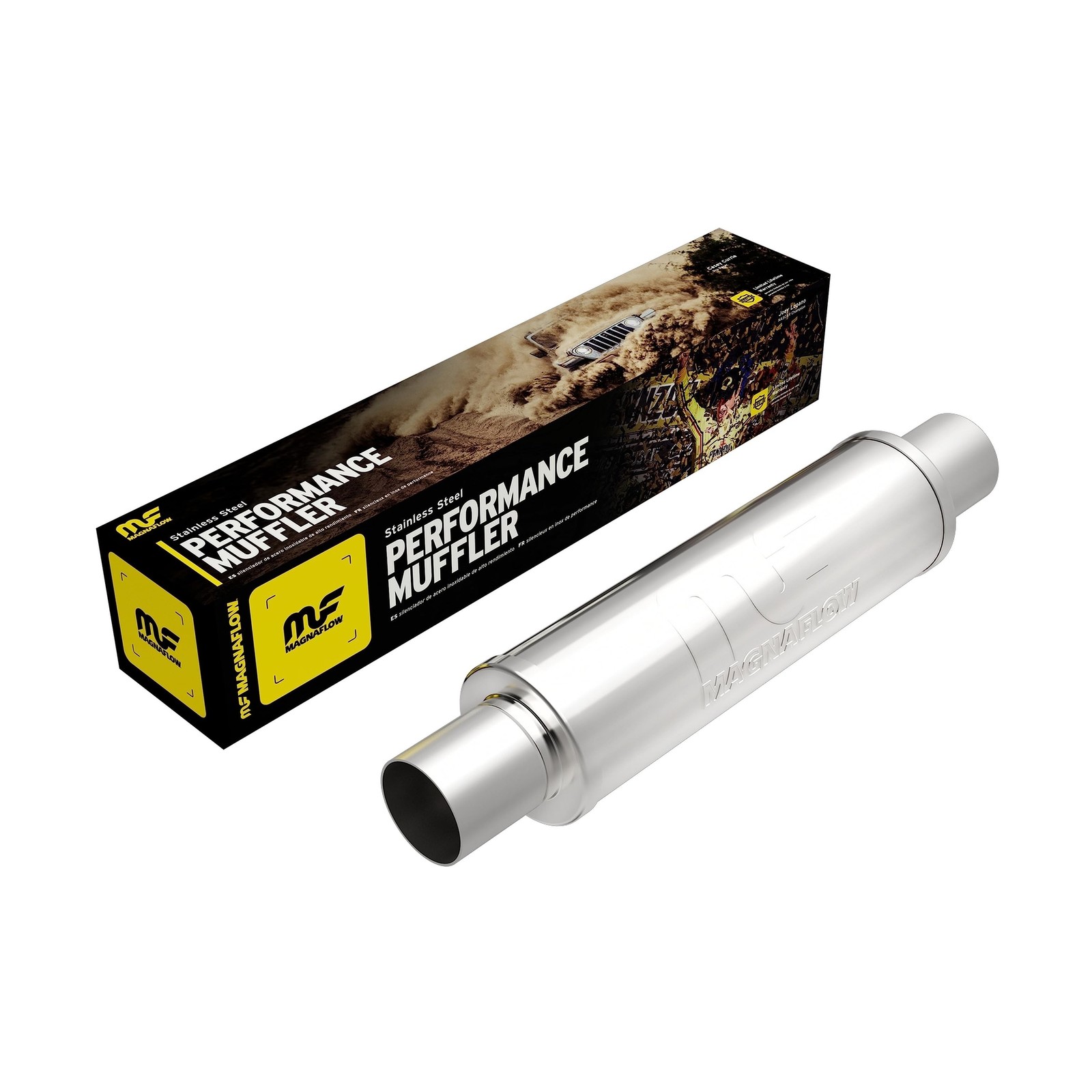 MagnaFlow Performance Exhaust Muffler 10416: 2.5″/2.5″ Inlet/Outlet, 4x4x14″ …