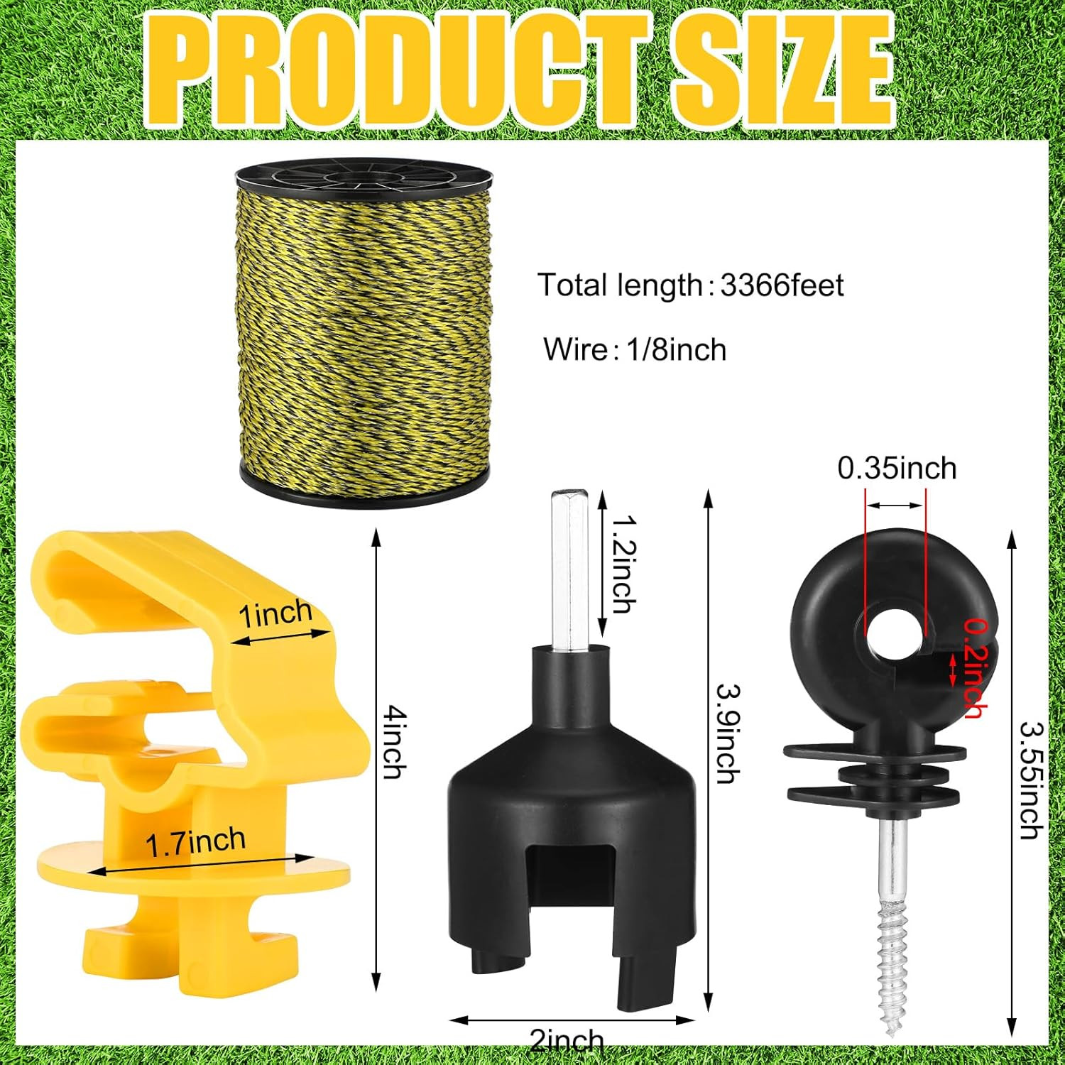 Kanayu 52 Pcs Electric Fence Kit Include 3366 Ft Poly Wire 25 Black Fence Ring I