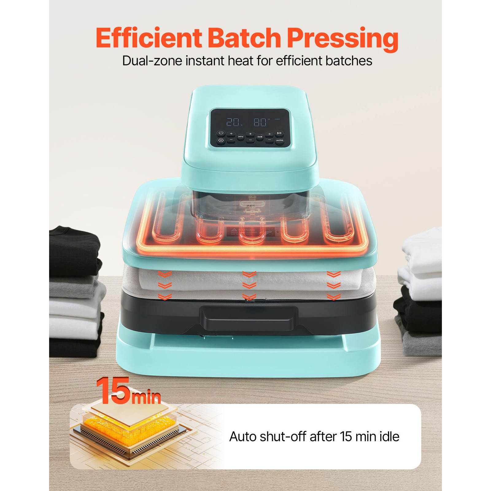 Uimoso Automatic Heat Press Machine for T-Shirts 15 x 15 in Heating Plate, Green