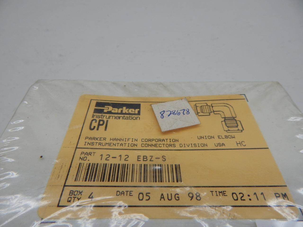 Parker CPI Union Elbow part 12-12 EBZ-S Qty4
