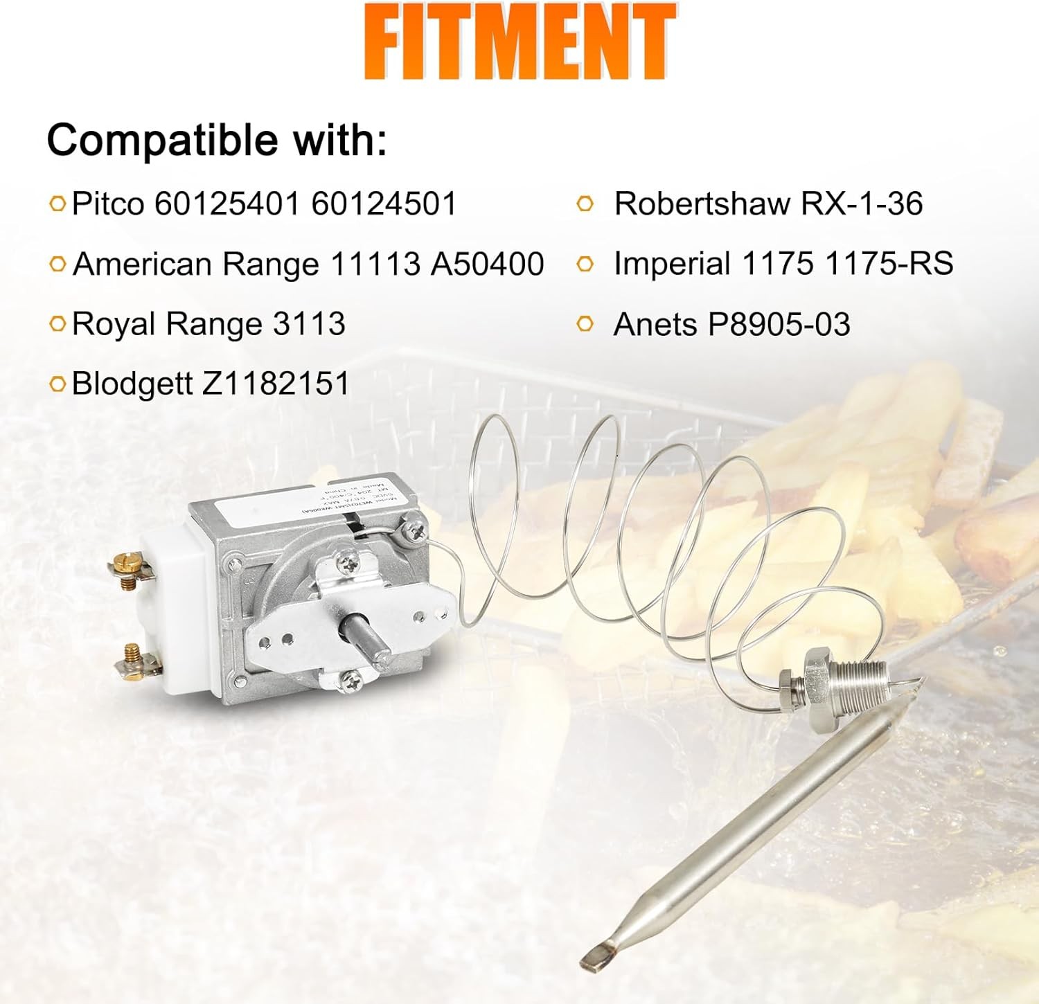 Deep Fryer Thermostat Kit 200–400°F | 1/4″ MPT Temp Control w/ Knob Switch