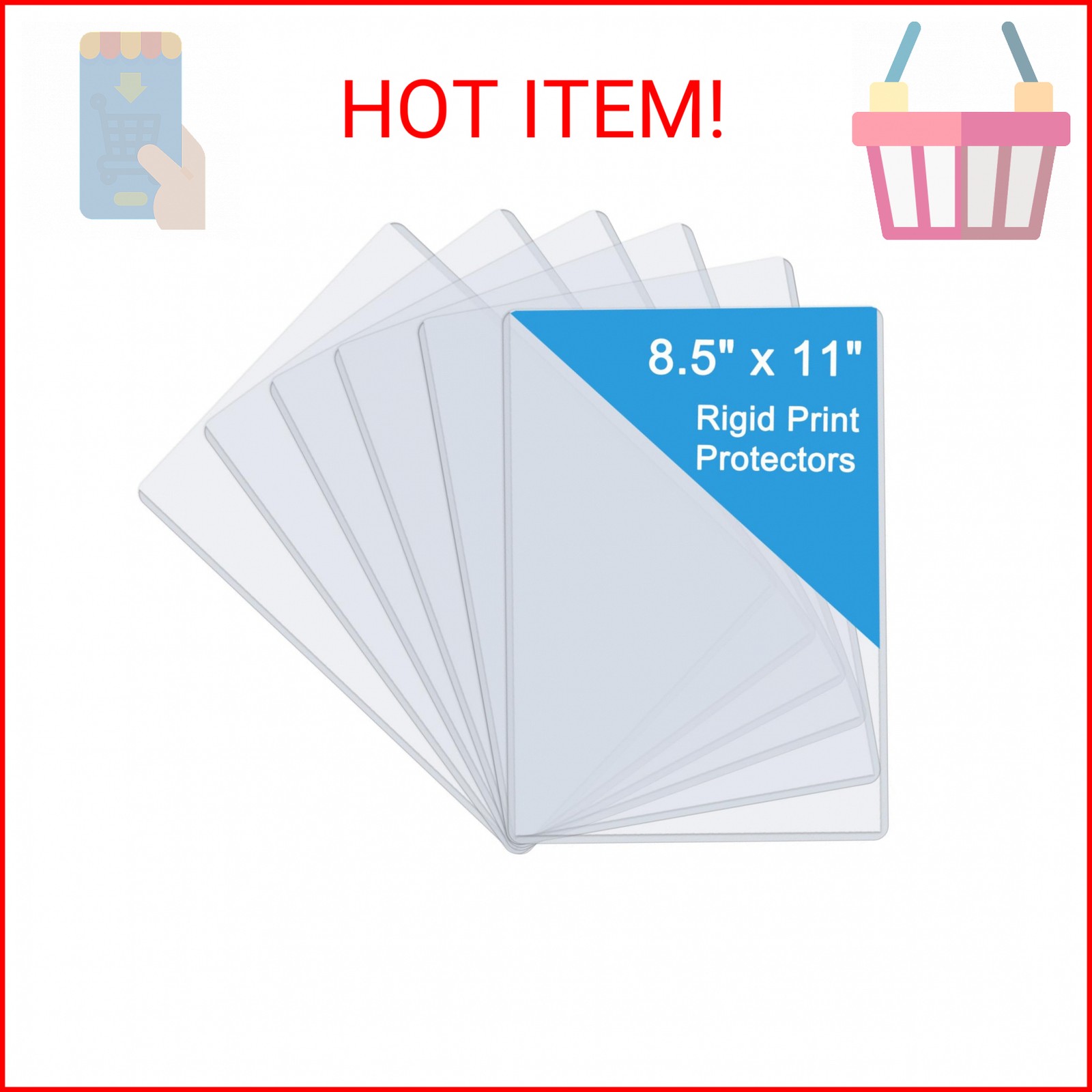Rainmae 6 Pack 8.5″ x 11″ Rigid Print Protectors, Clear Waterproof Hard Plastic