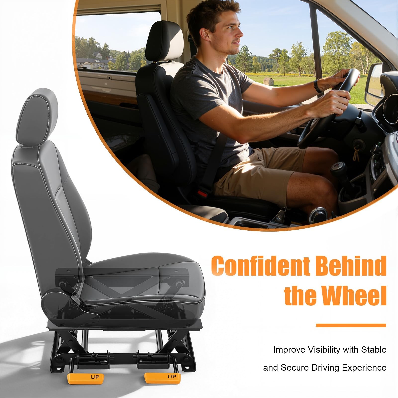 Car Seat Height Adjuster 2.76-5.12in Lift for RVs Commercial Vehicles Vans