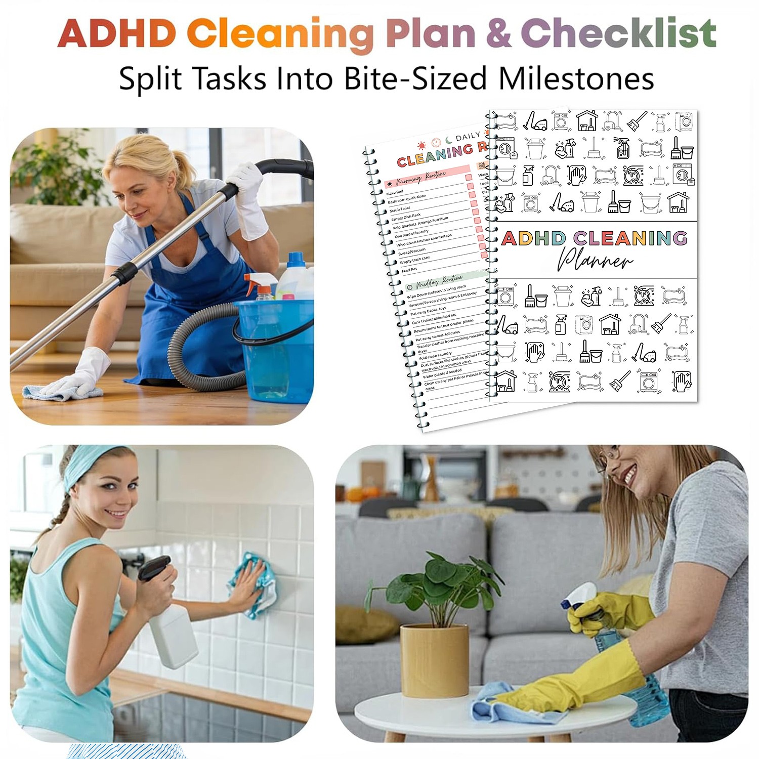Adhd Cleaning Planner,Household Cleaning Planner, Daily, Weekly And Monthly H…