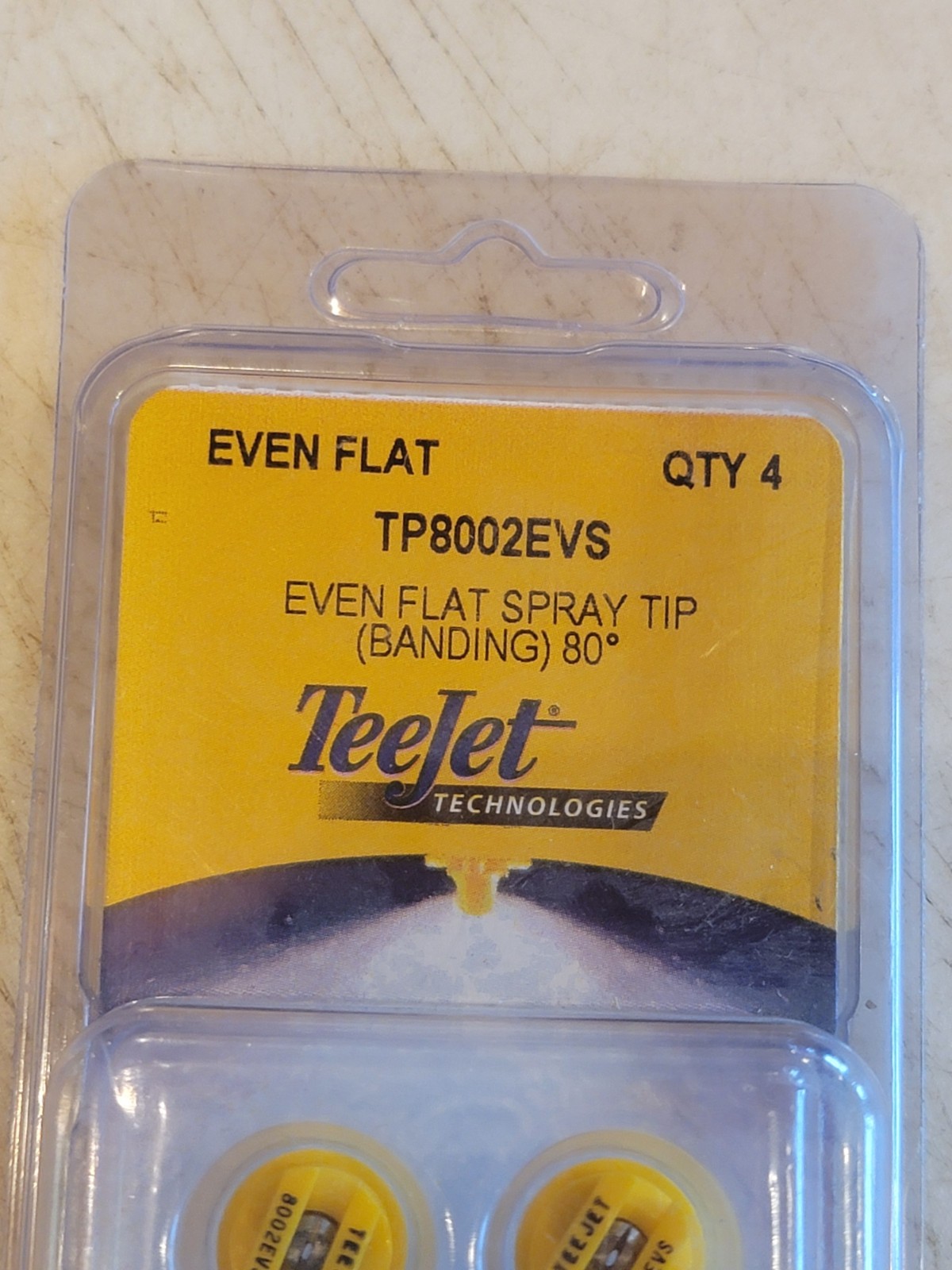 TeeJet Even Flat Spray Tips 80° Polymer w/SS Insert 0.20 GPM @ 40PSI. 4pk