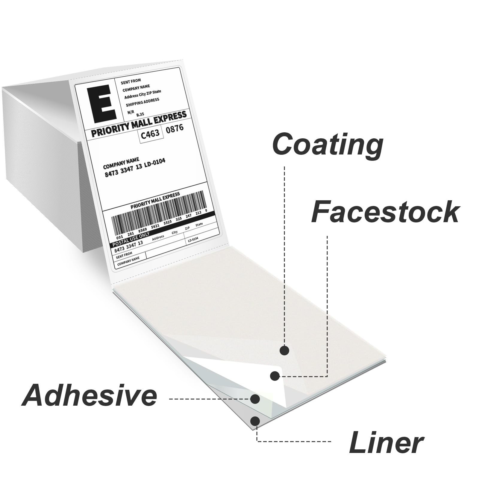 100 4×6 Thermal Labels 100/Stack, HUOJI Shipping Thermal Labels 4×6 Fanfold C…