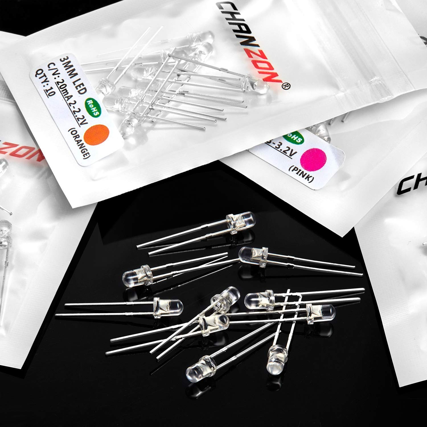 100pcs 3mm LED Diode Assortment – 10 Colors Bright Lighting Kit for DIY Projects