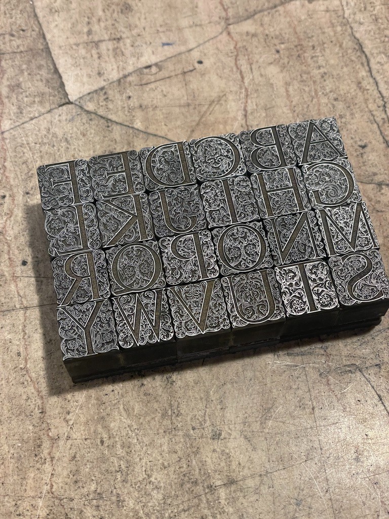 Rare Decorative Ornate Antique Foundry Cast Initial Font Letterpress 48 Pt.