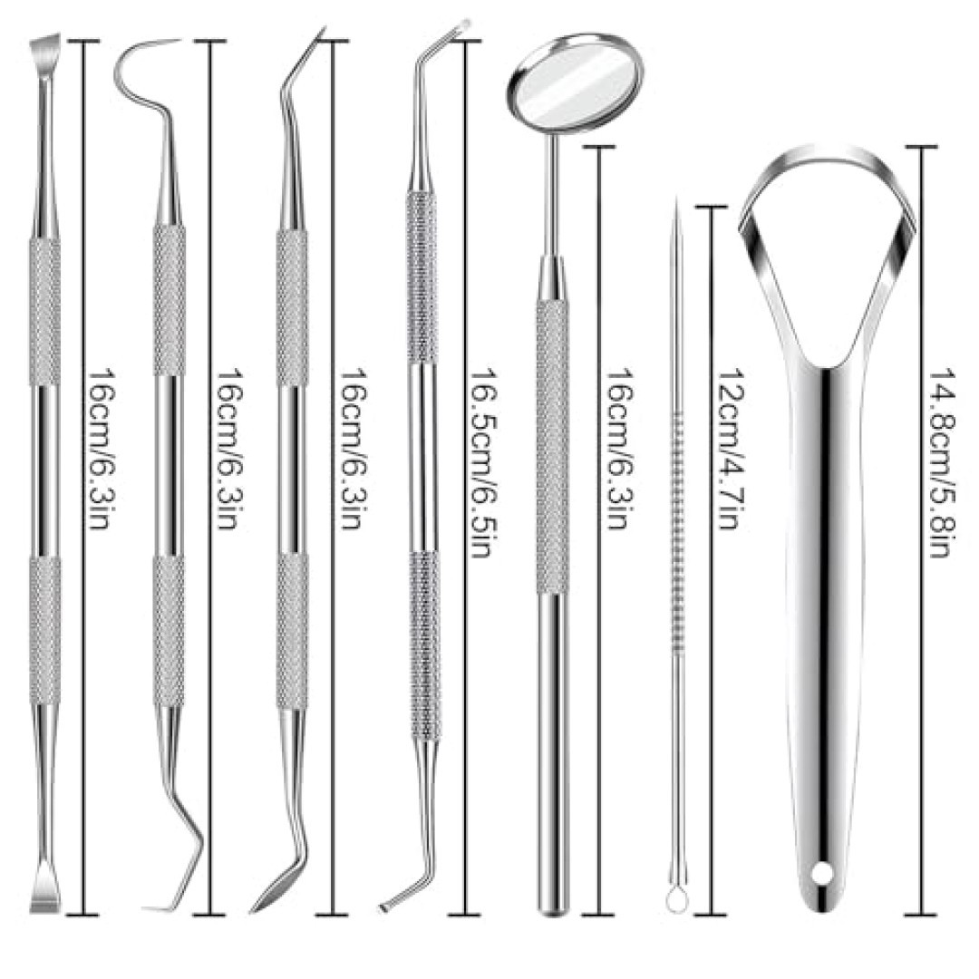 7pcs Dental Tools, Dental Pick for Teeth Cleaning, Stainless Steel Hygiene Kit