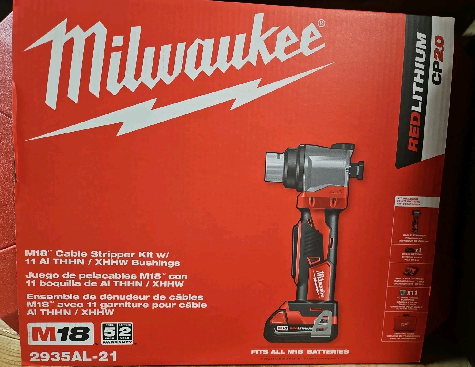 Milwaukee 2935AL-21 M18 Cable Stripper Kit W/11 AL THHN / XHHW Bushings