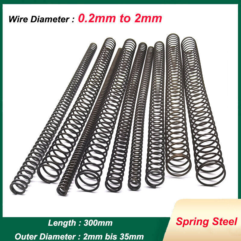 300mm Compression Spring, 2-35mm OD, 0.3-2.0mm Wire Dia – High Pressure Springs