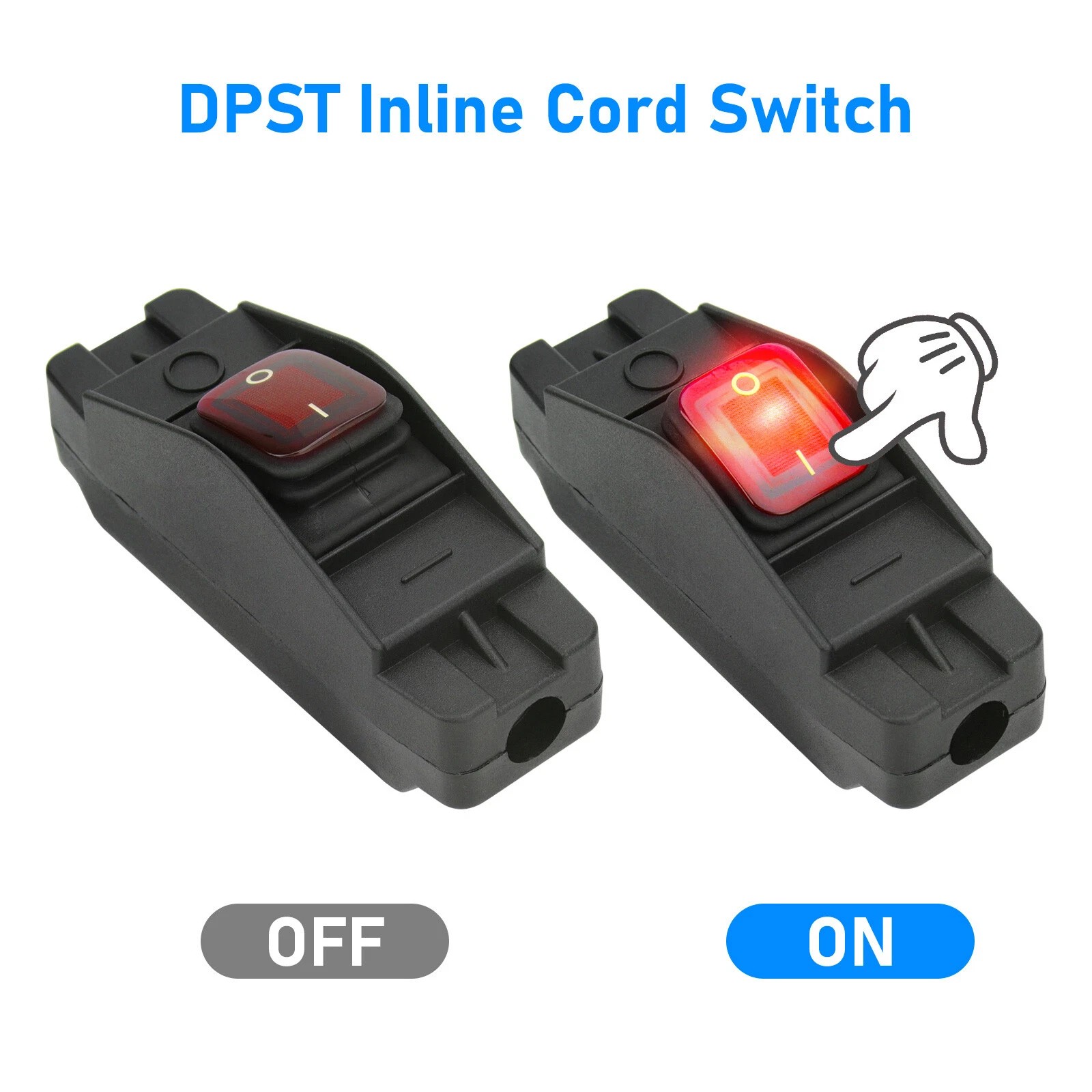 For High Power Lamp Appliance Waterproof Inline Switch ON OFF AC DC 12-250V
