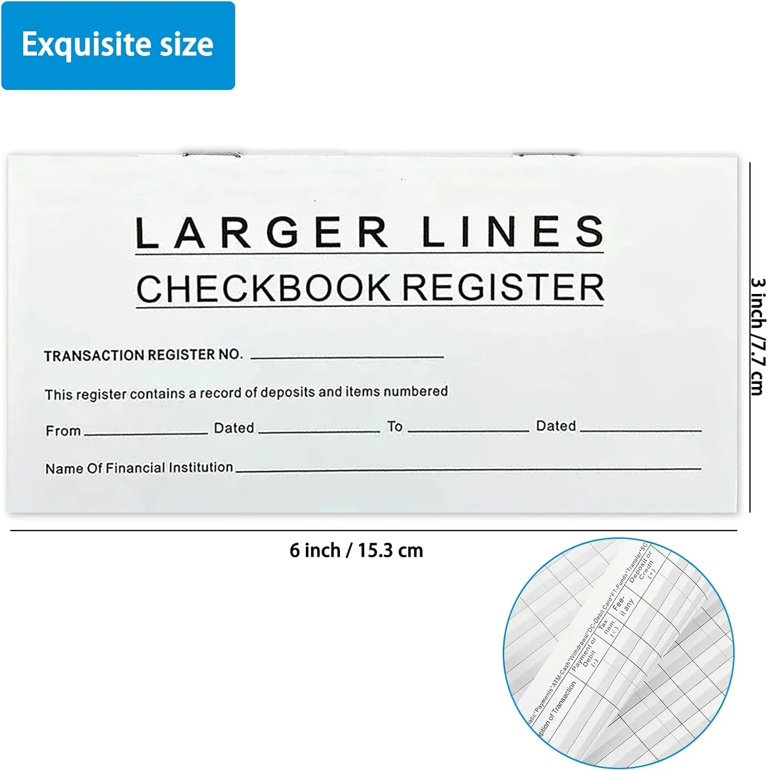 12 Pack Checkbook Register, Check Registers for Personal Checkbook, 6″ × 3″, Bla