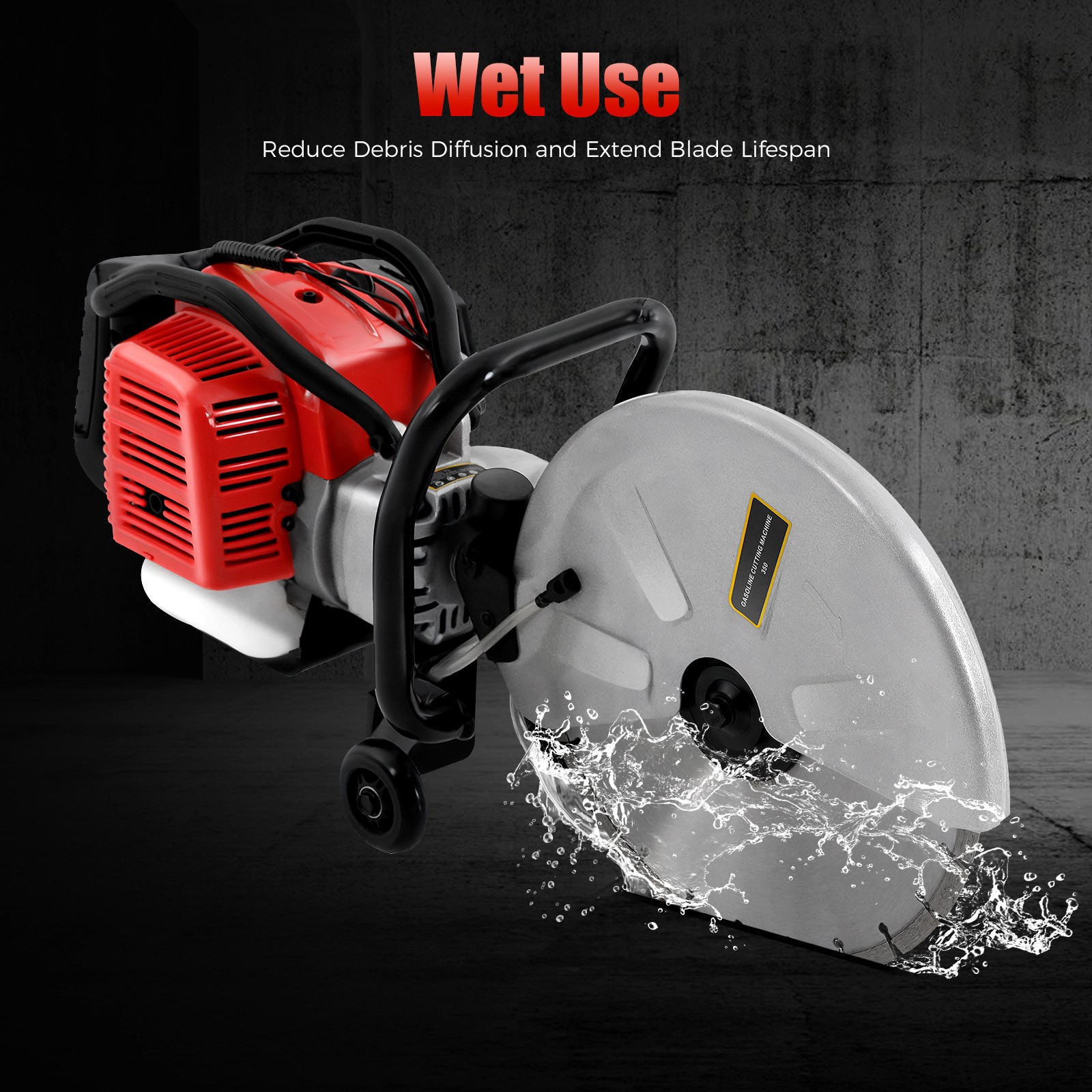 Gas Concrete Cut off Saw 2 Stroke 52 CC Cement Masonry Wet Dry Saw Cutter+Blade