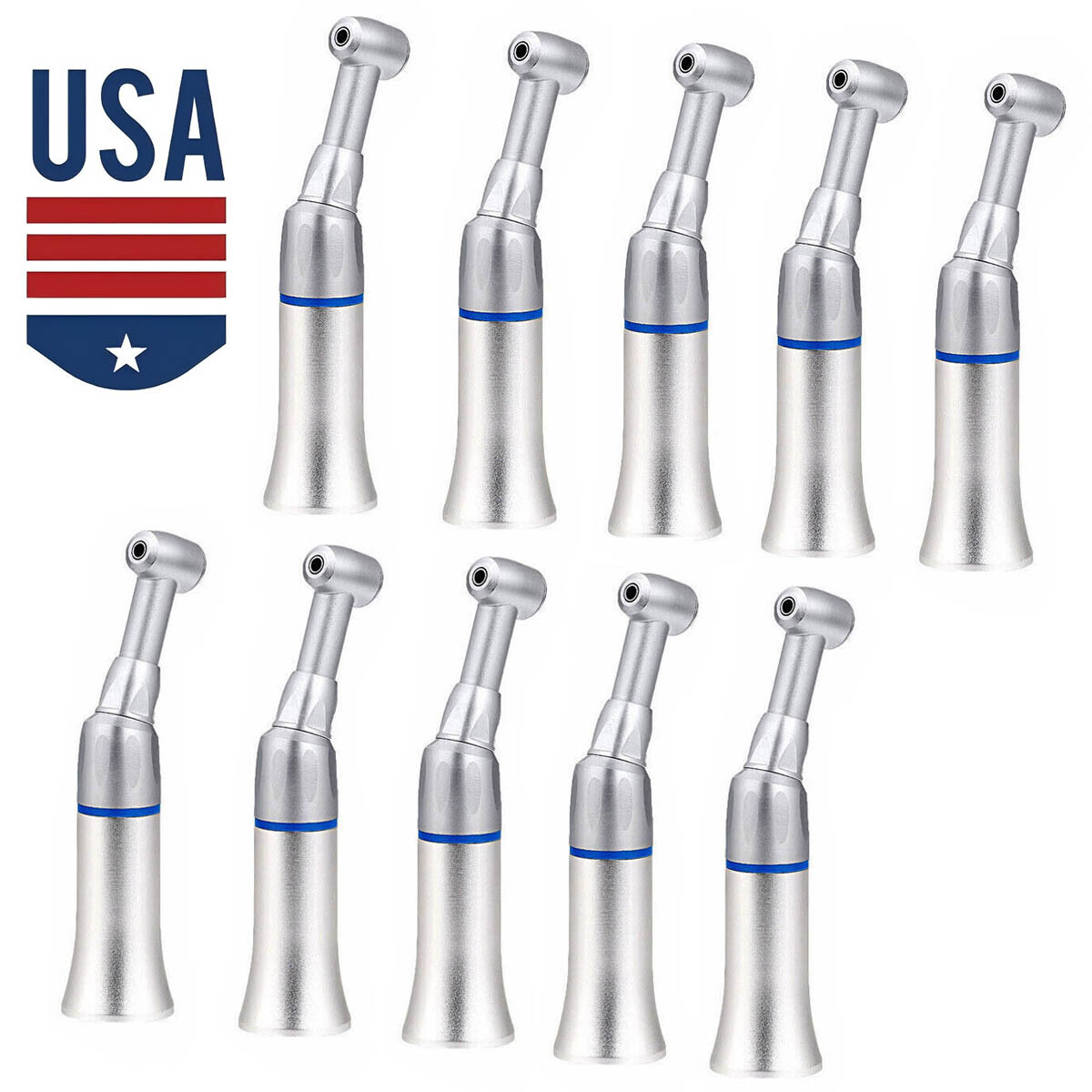 10pcs NSK Style Dental Slow Low Speed Handpiece Contra Angle Push Button E-type
