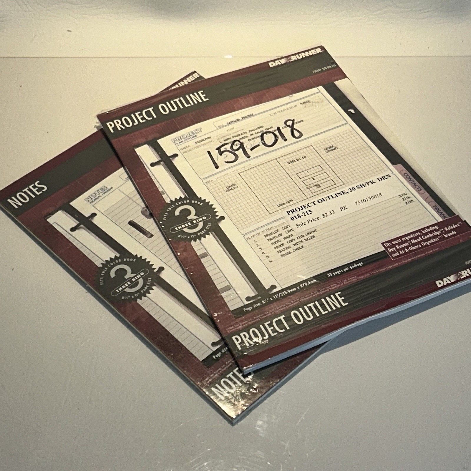 Day Runner Project Outline & Notes 5 1/2 x 8 1/2 Refill/7 Ring Binders New 2 Pks