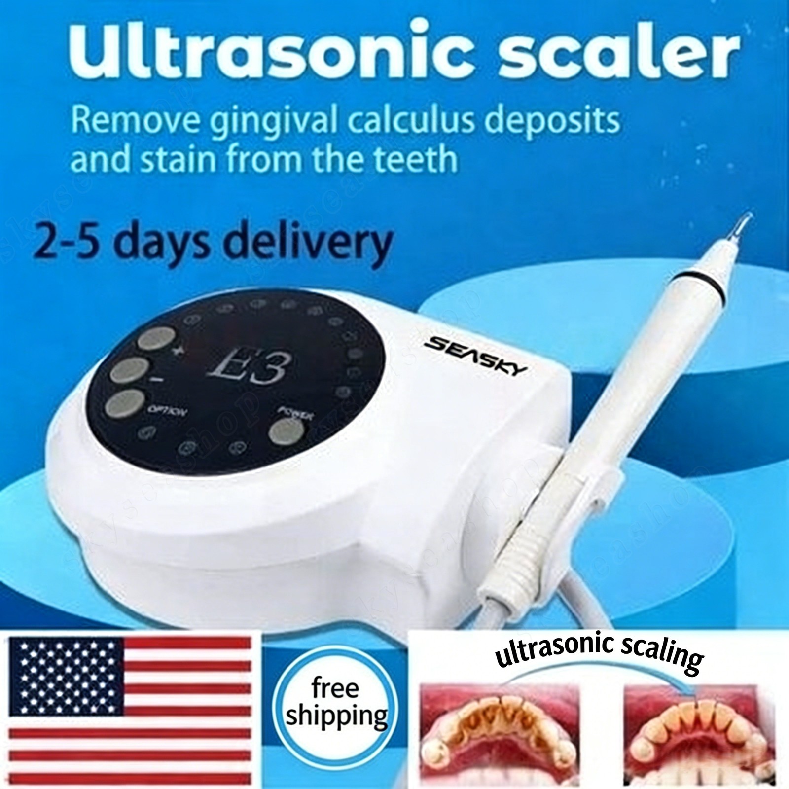 Dental Ultrasonic Piezo Scaler with detachable Handpiece fit EMS Cavitron tips