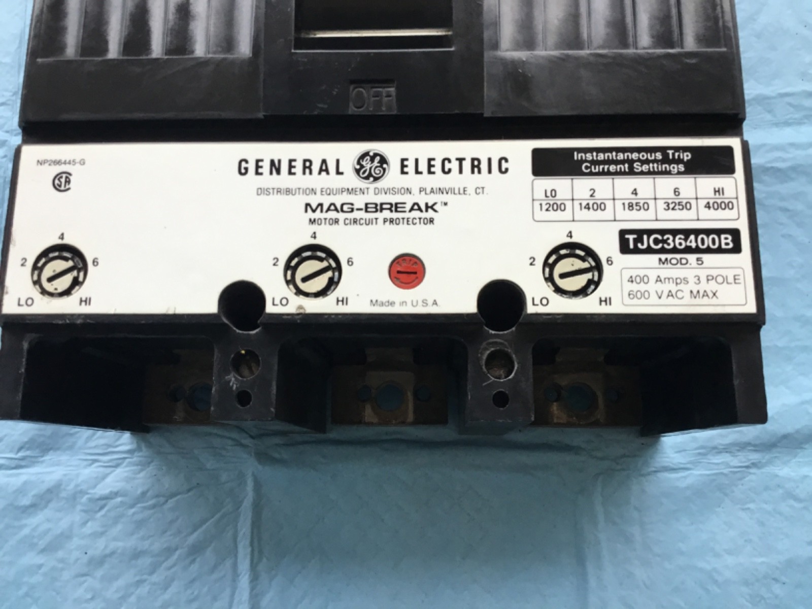GE TJC36400B (3P-400A-600V) MAG-BREAK CIRCUIT BREAKER USED