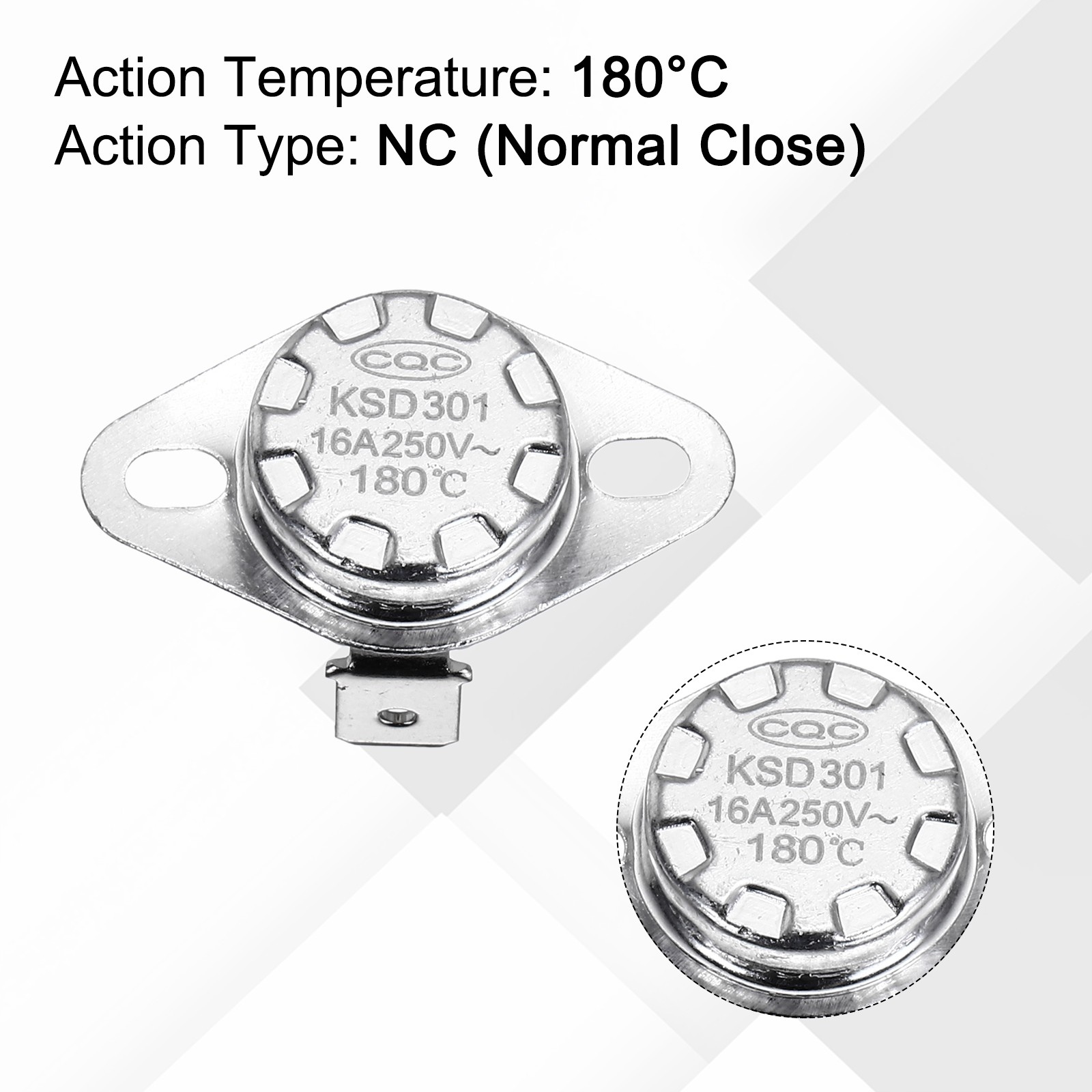 KSD301 Thermostat 180℃/356°F 16A N.C Temperature Switch 2 Pcs