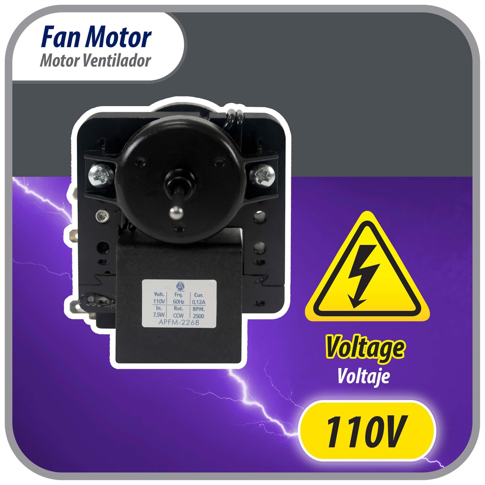 Appli Parts APFM-2268 Evaporator Fan Motor for refrigerators and freezers 110 V,