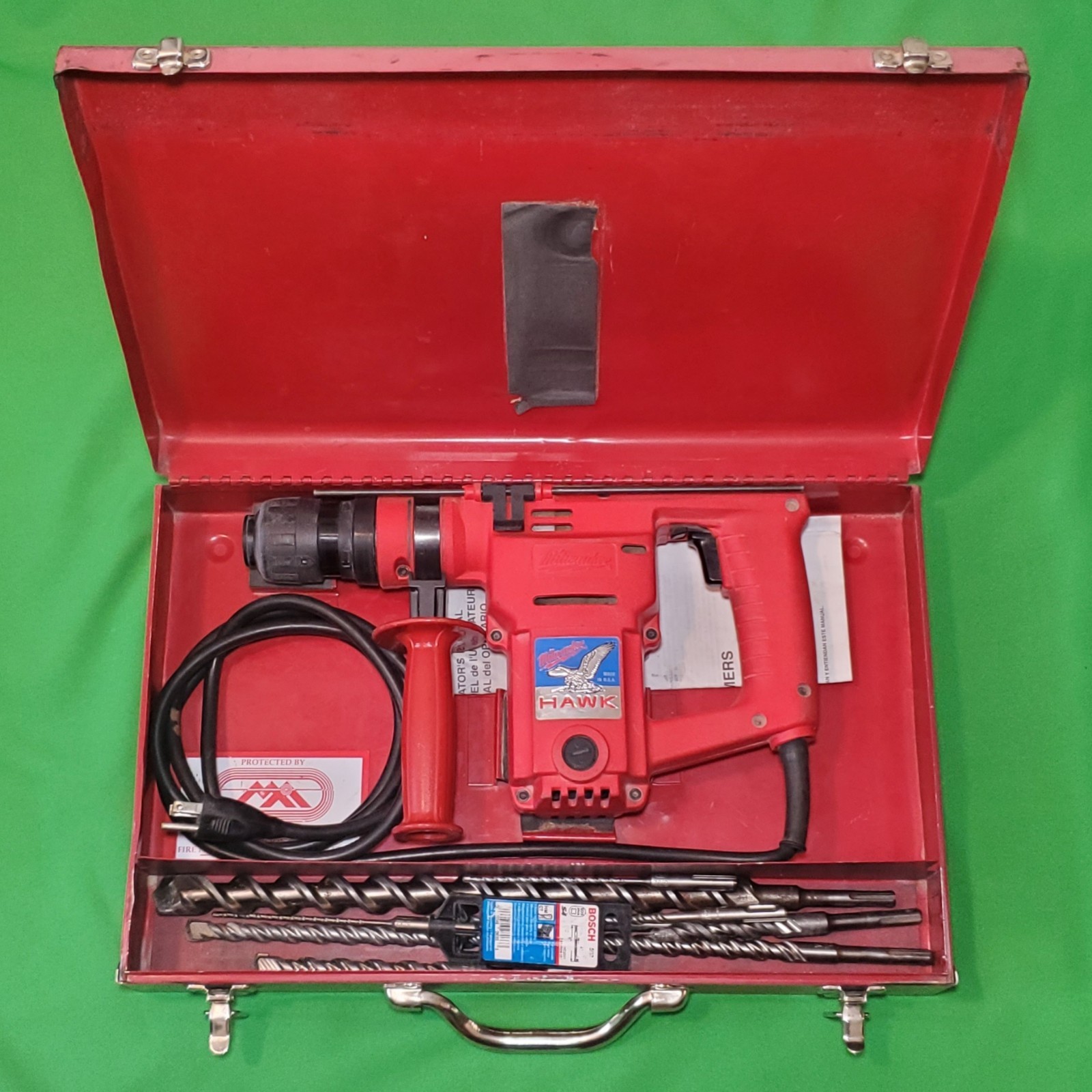 Milwaukee USA 1″ Corded Heavy Duty Hawk Rotary Hammer 5362-1 w/ Box Bits Manual