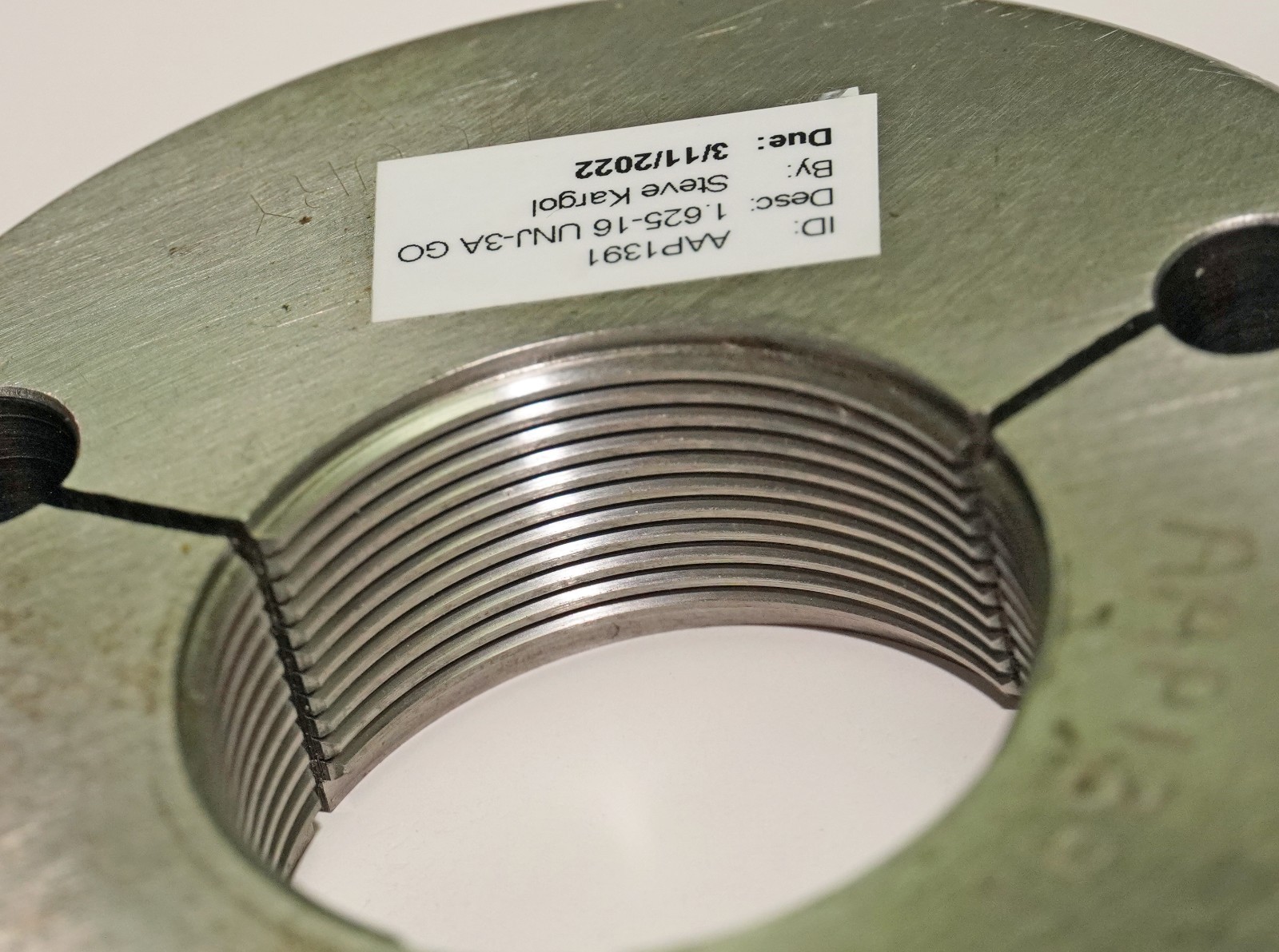 1-5/8-16 UNJ-3A Thread Ring Gage Set Go 1.5844 NoGo 1.5805 PMC Mercury USA