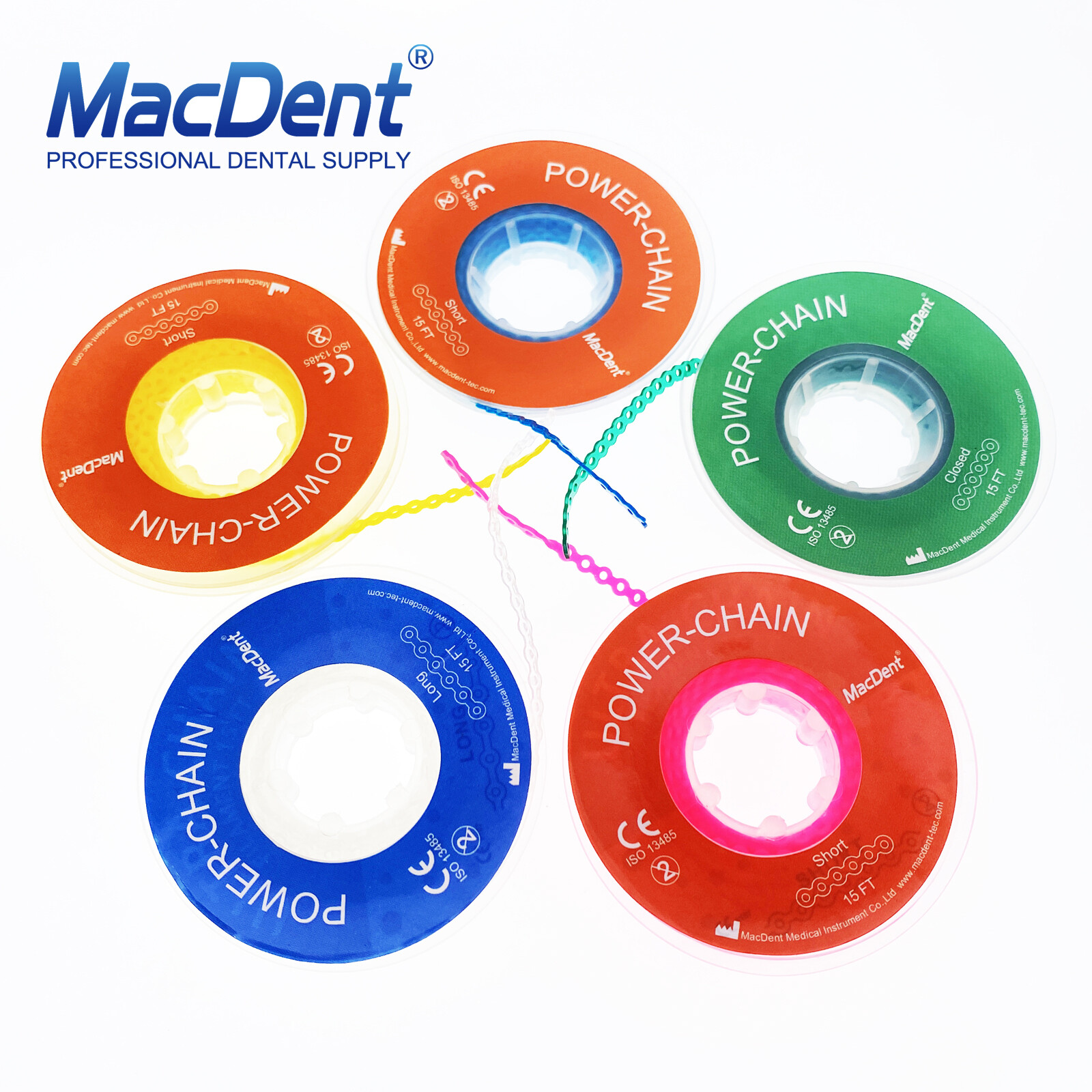 Dental Orthodontic Elastic Ultra Power Chain Rubber Bands Continuous/Short/Long