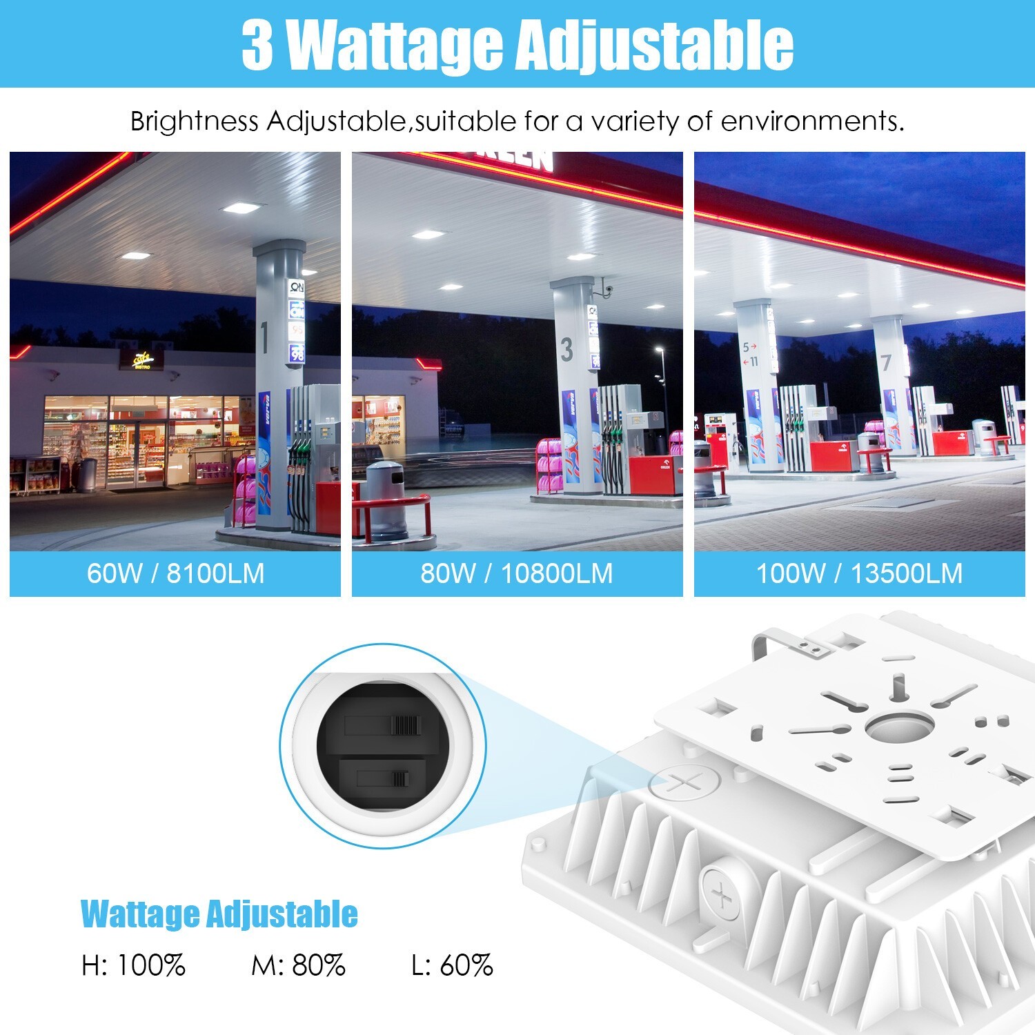 4PACK- IP65 Waterproof Led Canopy Light 100W Outdoor Parking Garage Area Lights