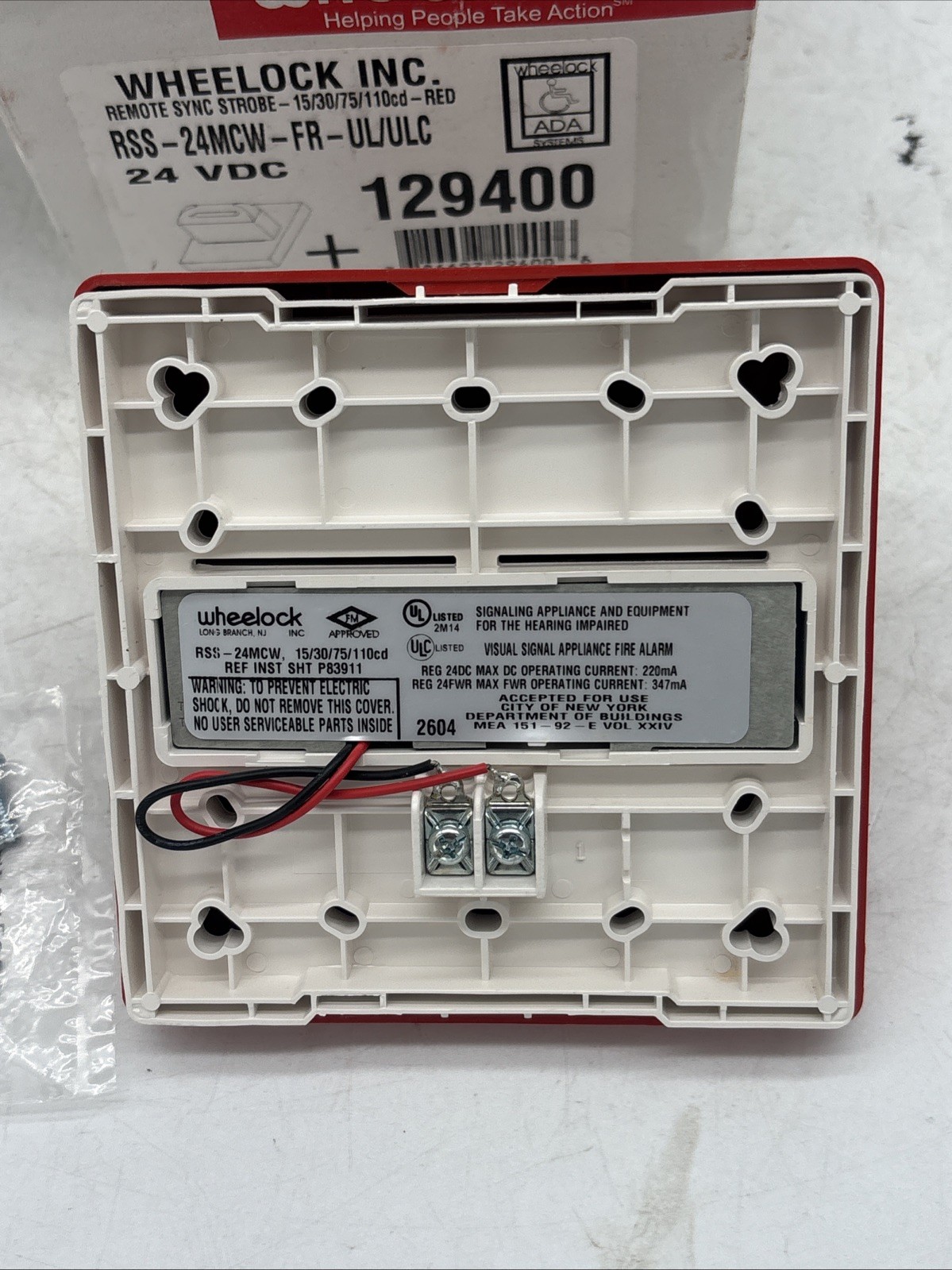 Cooper Wheelock RSS-24MCW-FR Fire Strobe 15/30/75/110 24VDC 129400 Alarm
