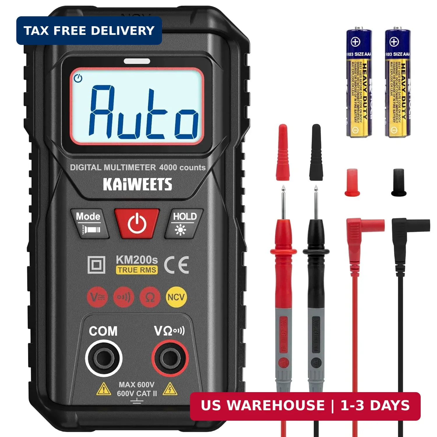 KAIWEETS KM200s Smart Digital Multimeter True RMS, 4000 Counts, Auto Ranging Vol