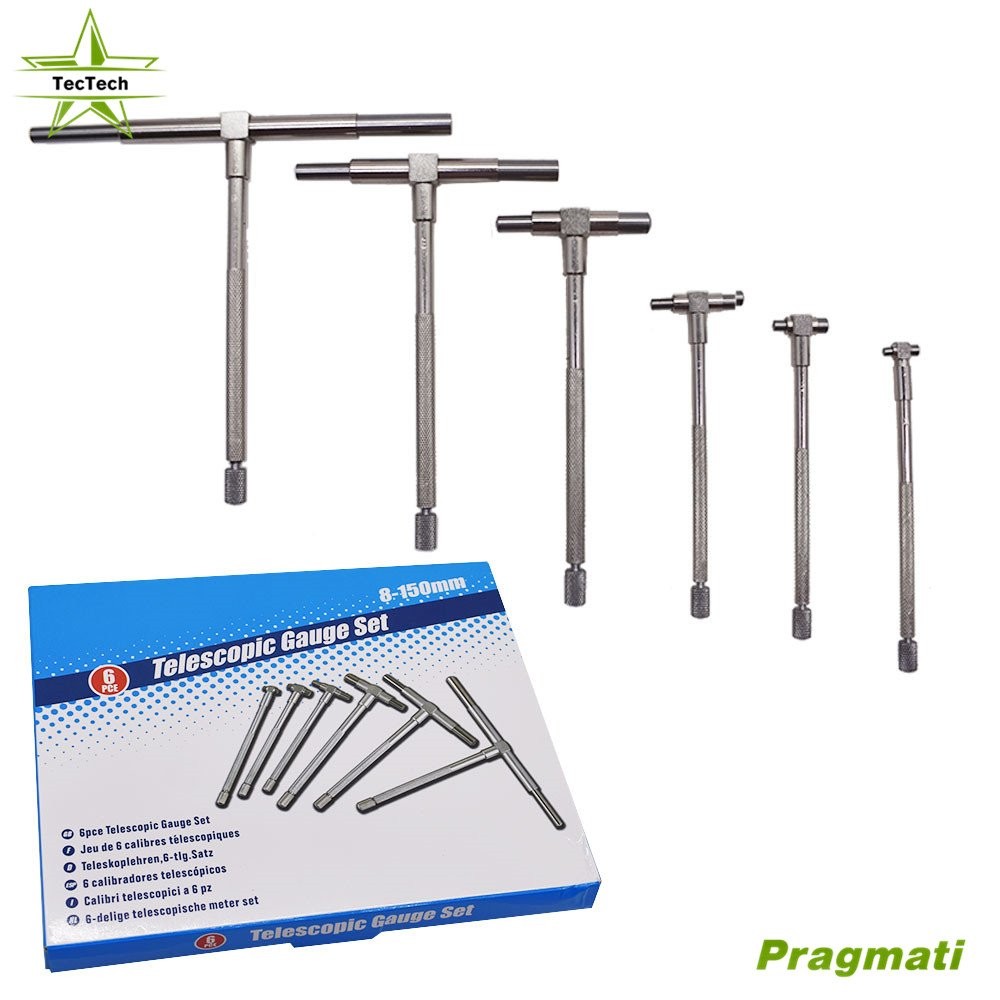 6Pcs Set Telescoping Gage Set 5/16″ – 6″ Range Precision T-Bore Hole Gauges Set