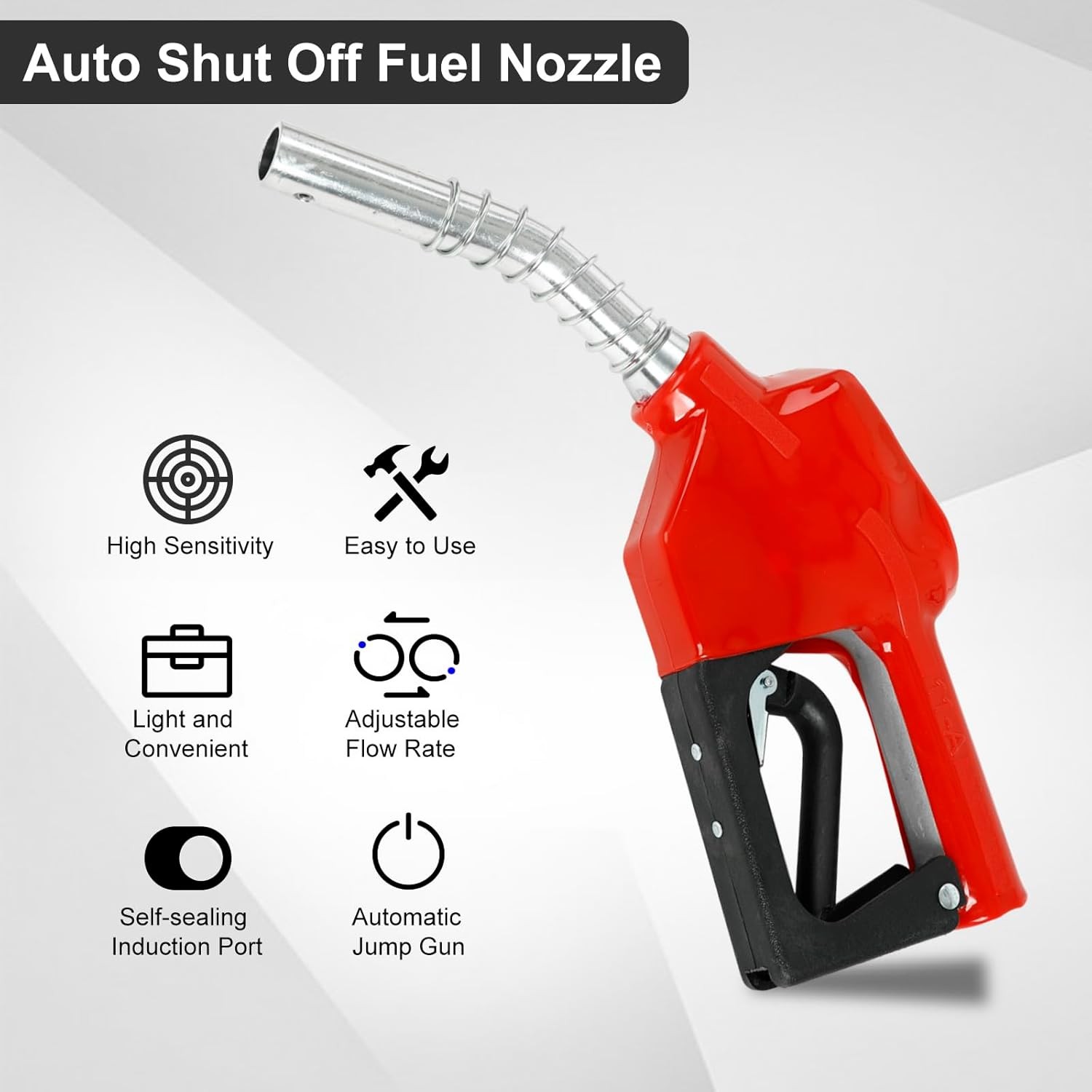 3/4″ NPT Auto Fuel Nozzle, Auto Shut Off Fuel Nozzle with 3-speed Padlock
